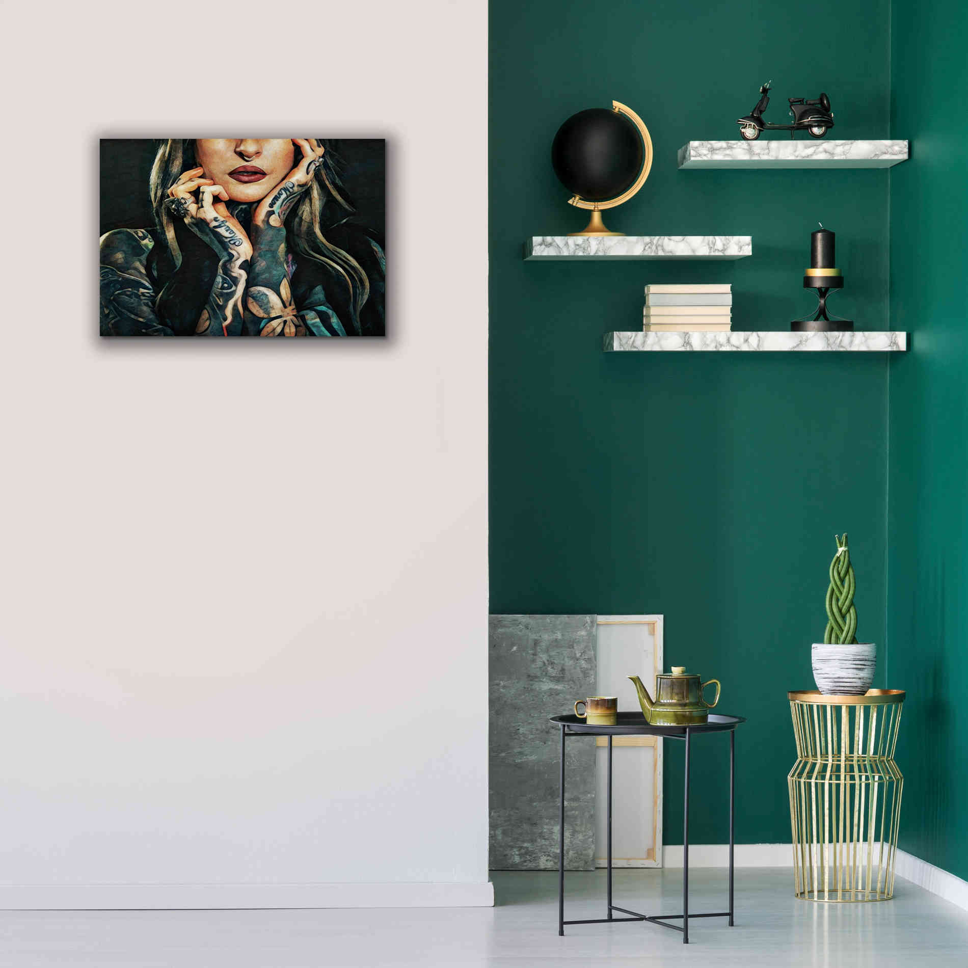 'Tattooed Temptress' by Ashley Aldridge Giclee Canvas Wall Art,26 x 18