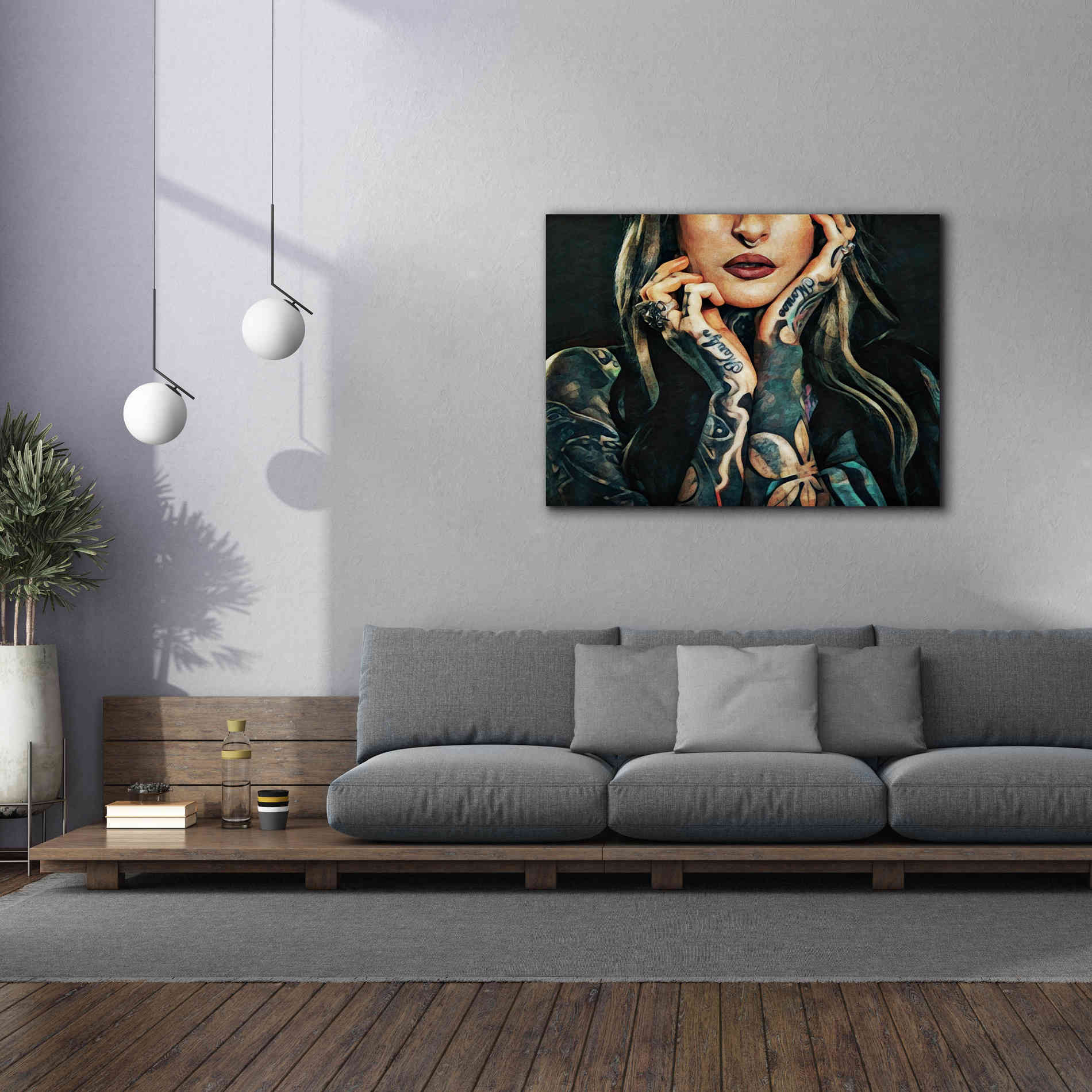 'Tattooed Temptress' by Ashley Aldridge Giclee Canvas Wall Art,54 x 40
