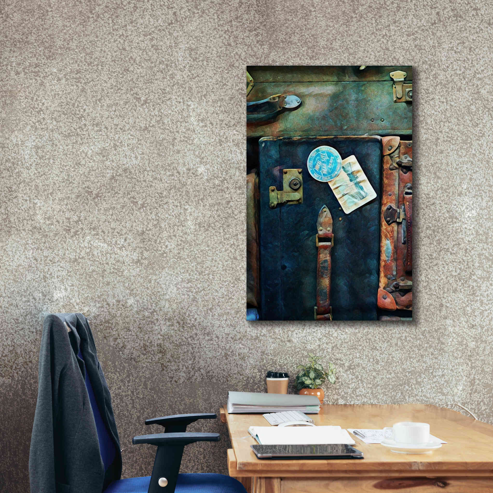 'Vintage Stacked Suitcases 1' by Ashley Aldridge Giclee Canvas Wall Art,26 x 40