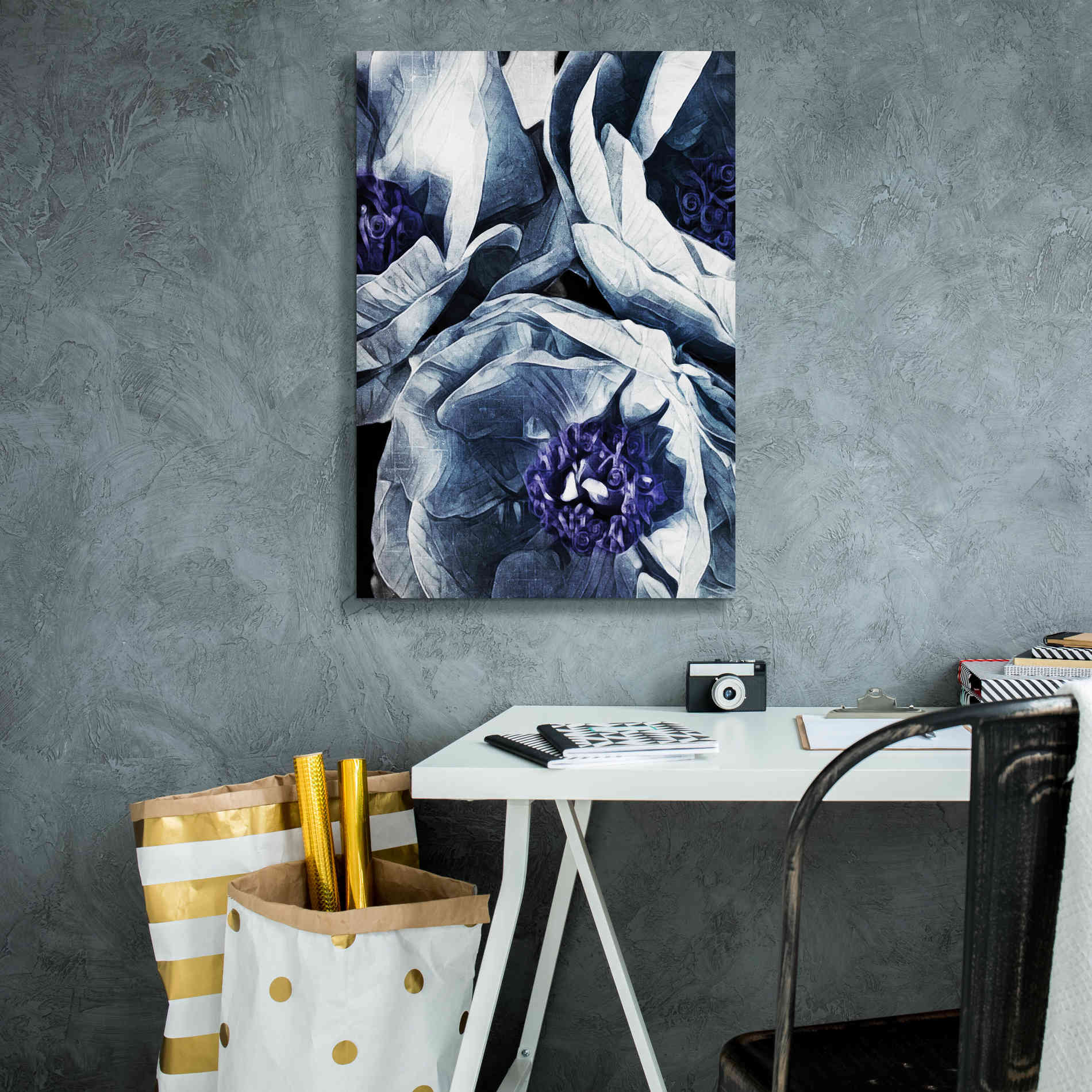 'Peony Blue Petals 3' by Ashley Aldridge Giclee Canvas Wall Art,18 x 26