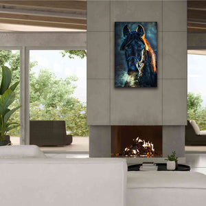 'Black Stallion Stare 1' by Ashley Aldridge Giclee Canvas Wall Art,26 x 40