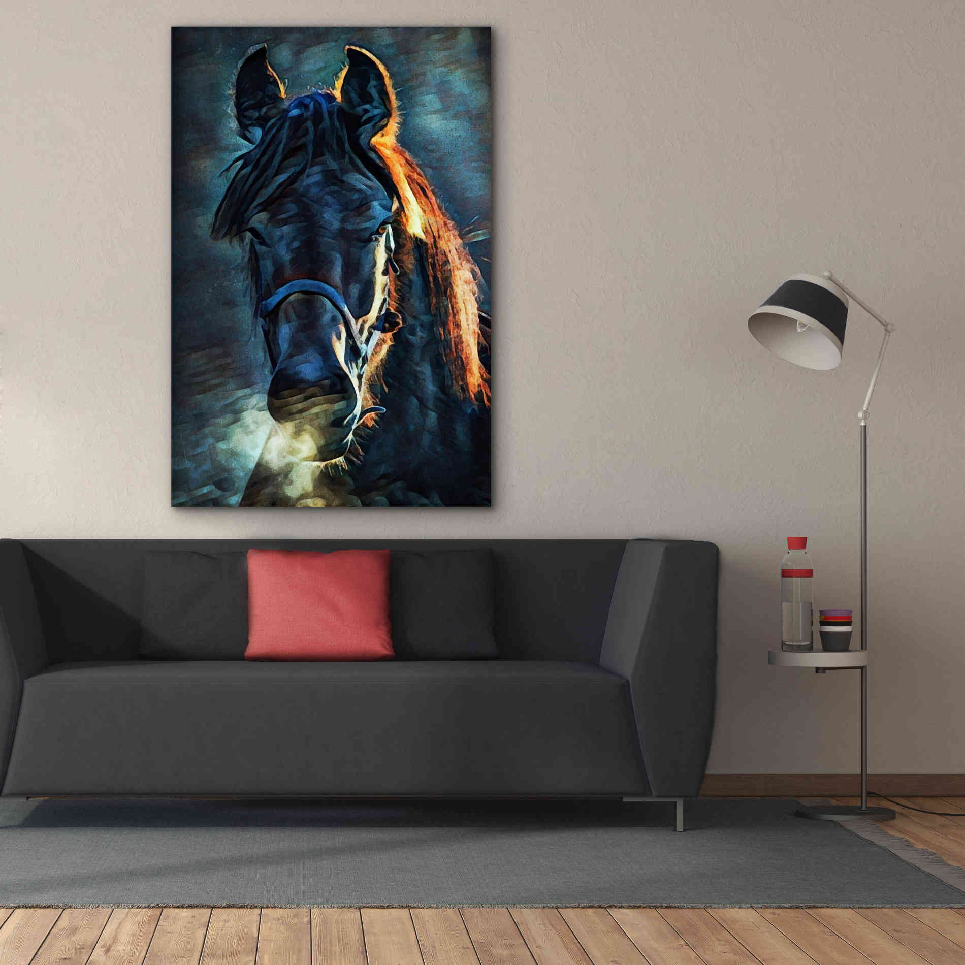 'Black Stallion Stare 1' by Ashley Aldridge Giclee Canvas Wall Art,40 x 60