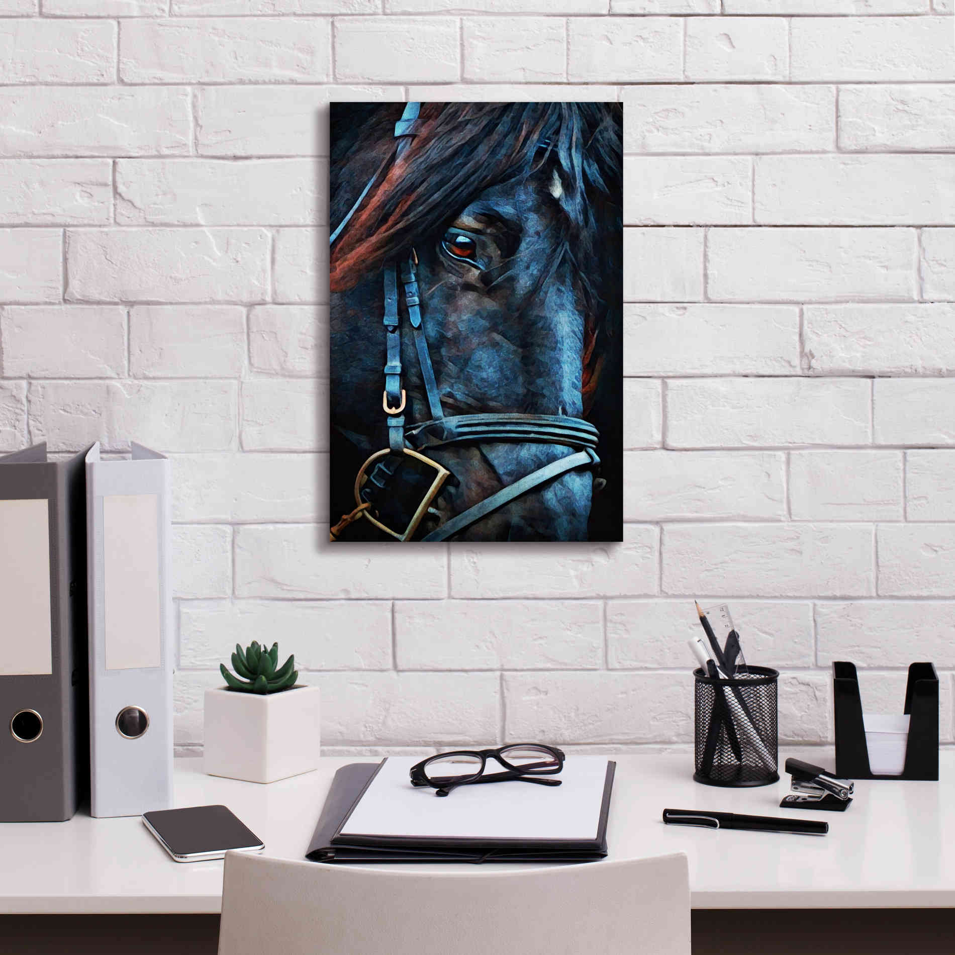'Black Stallion Stare 2' by Ashley Aldridge Giclee Canvas Wall Art,12 x 18