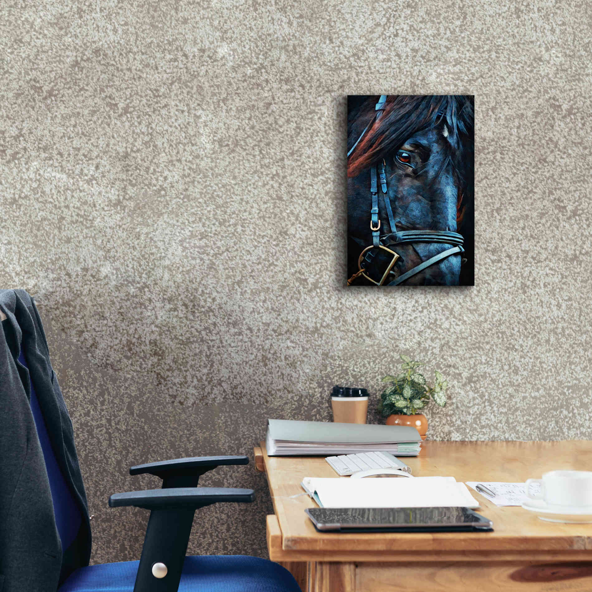 'Black Stallion Stare 2' by Ashley Aldridge Giclee Canvas Wall Art,12 x 18