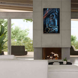 'Black Stallion Stare 2' by Ashley Aldridge Giclee Canvas Wall Art,26 x 40