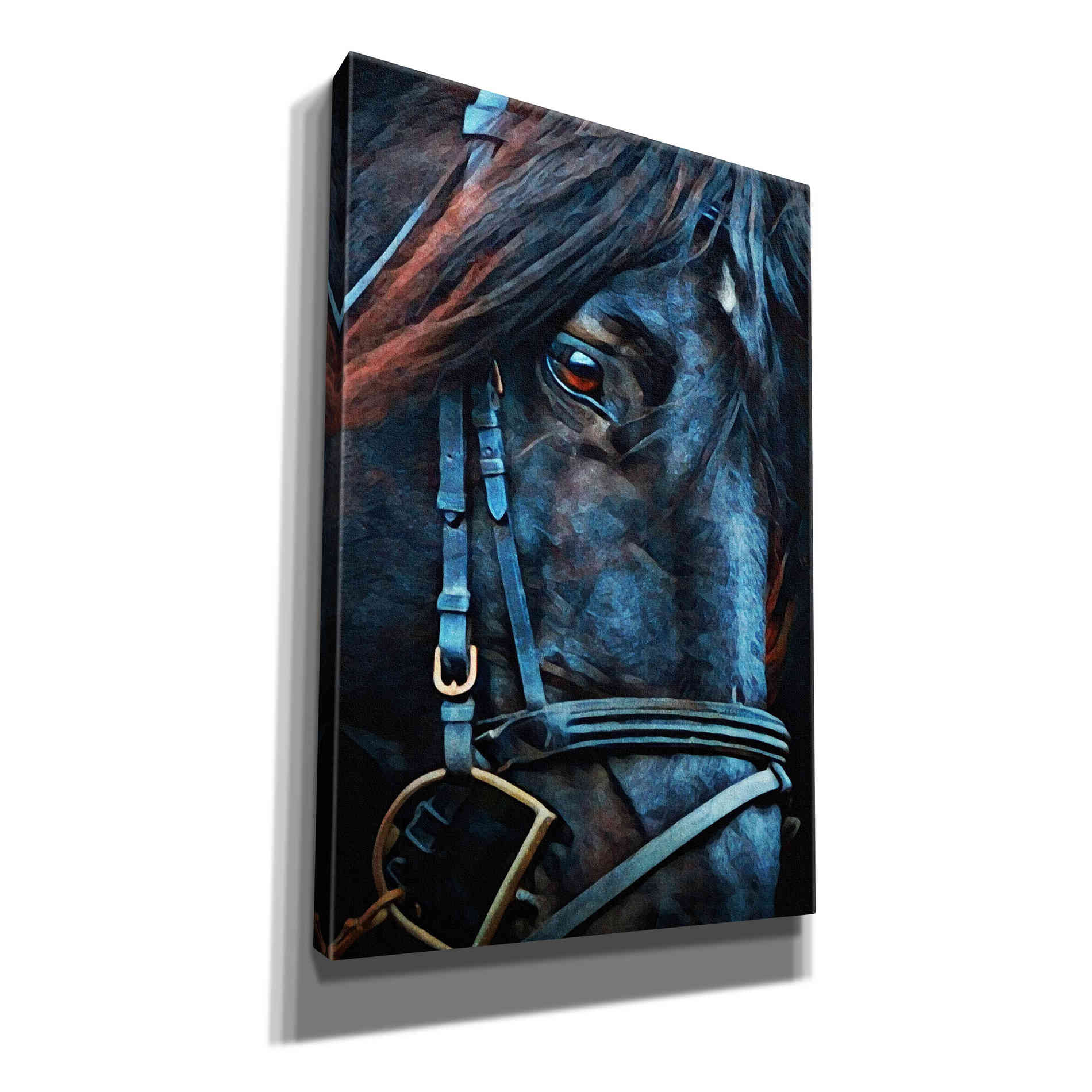 'Black Stallion Stare 2' by Ashley Aldridge Giclee Canvas Wall Art