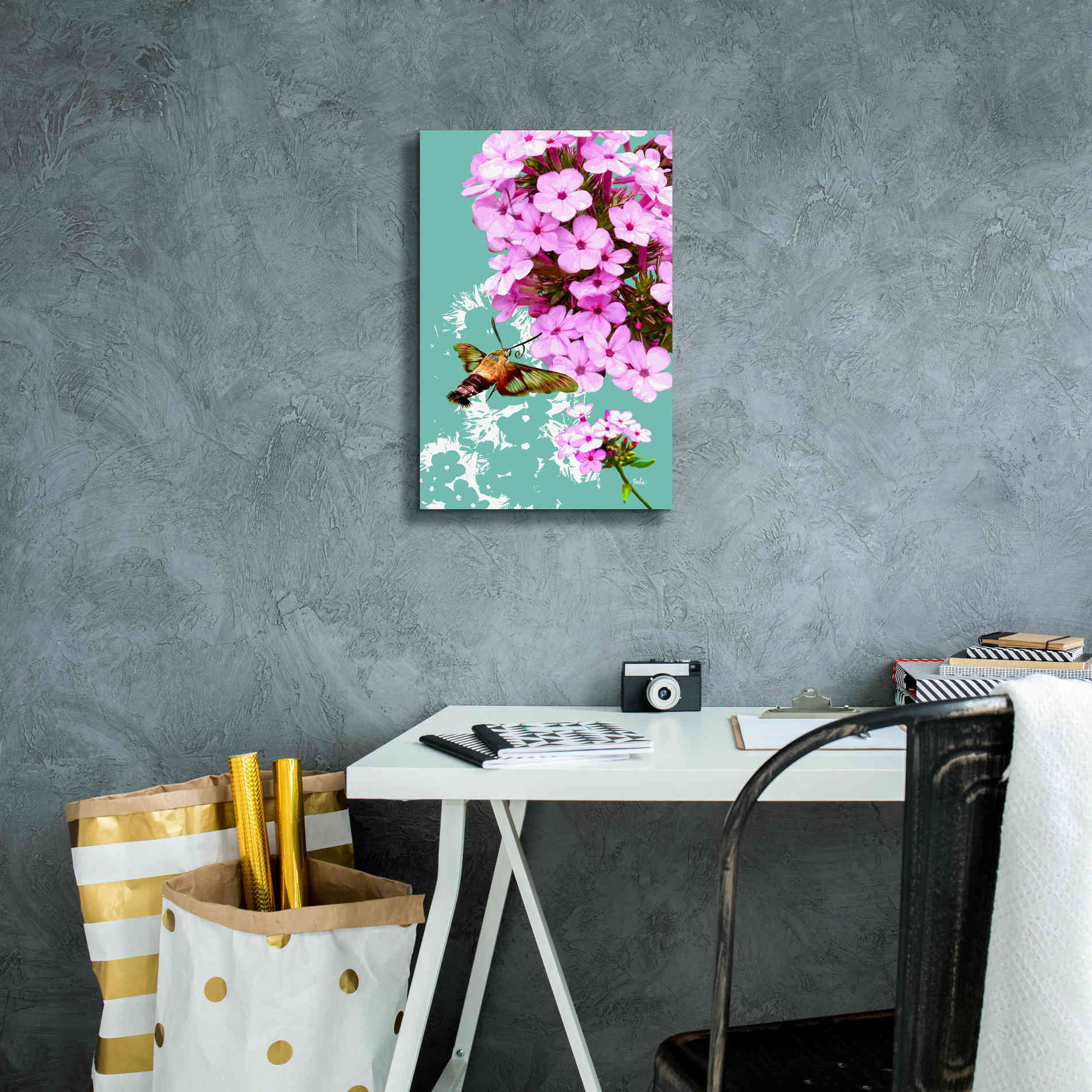 'Clearwing On Flox' by Evelia Designs Giclee Canvas Wall Art,12 x 18