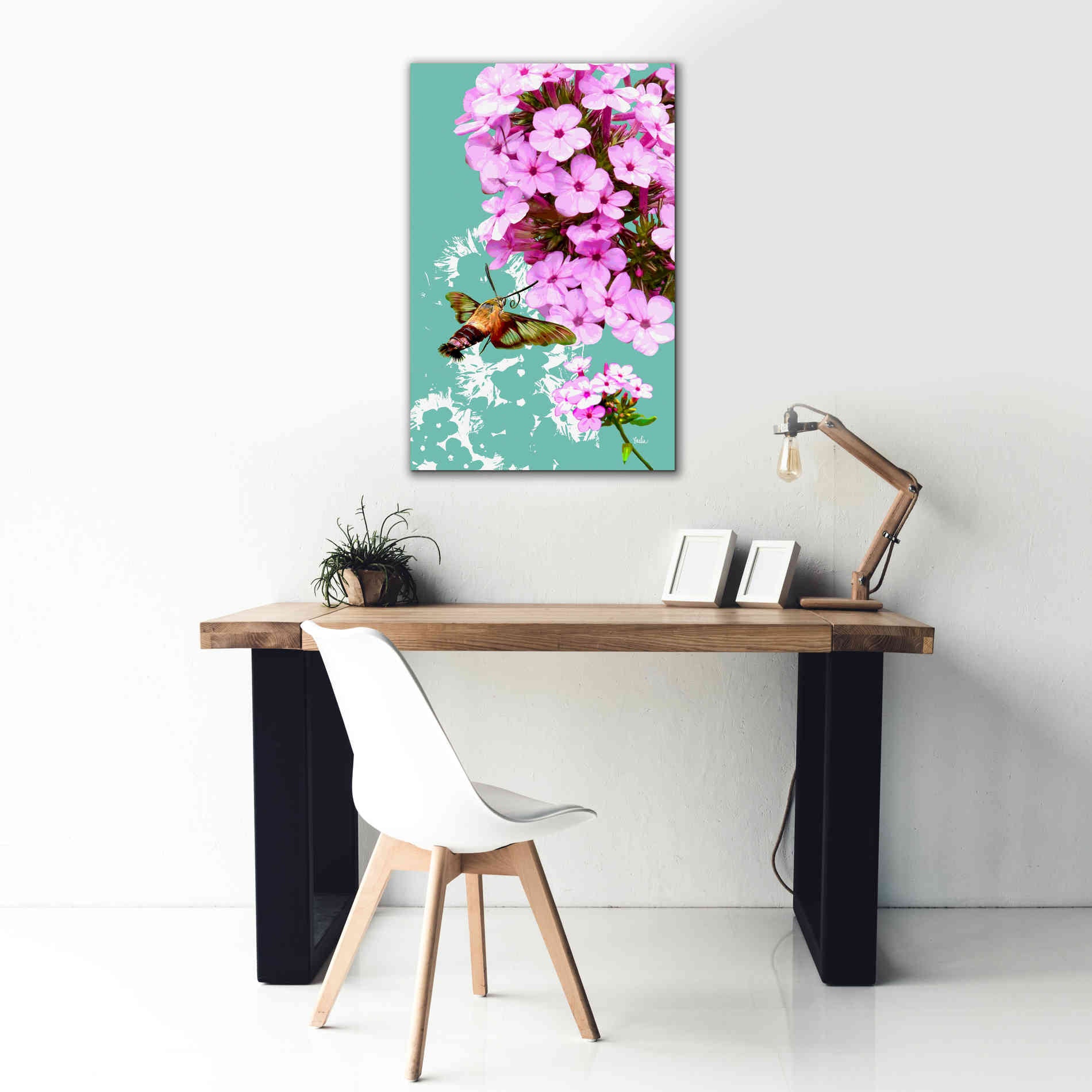 'Clearwing On Flox' by Evelia Designs Giclee Canvas Wall Art,26 x 40