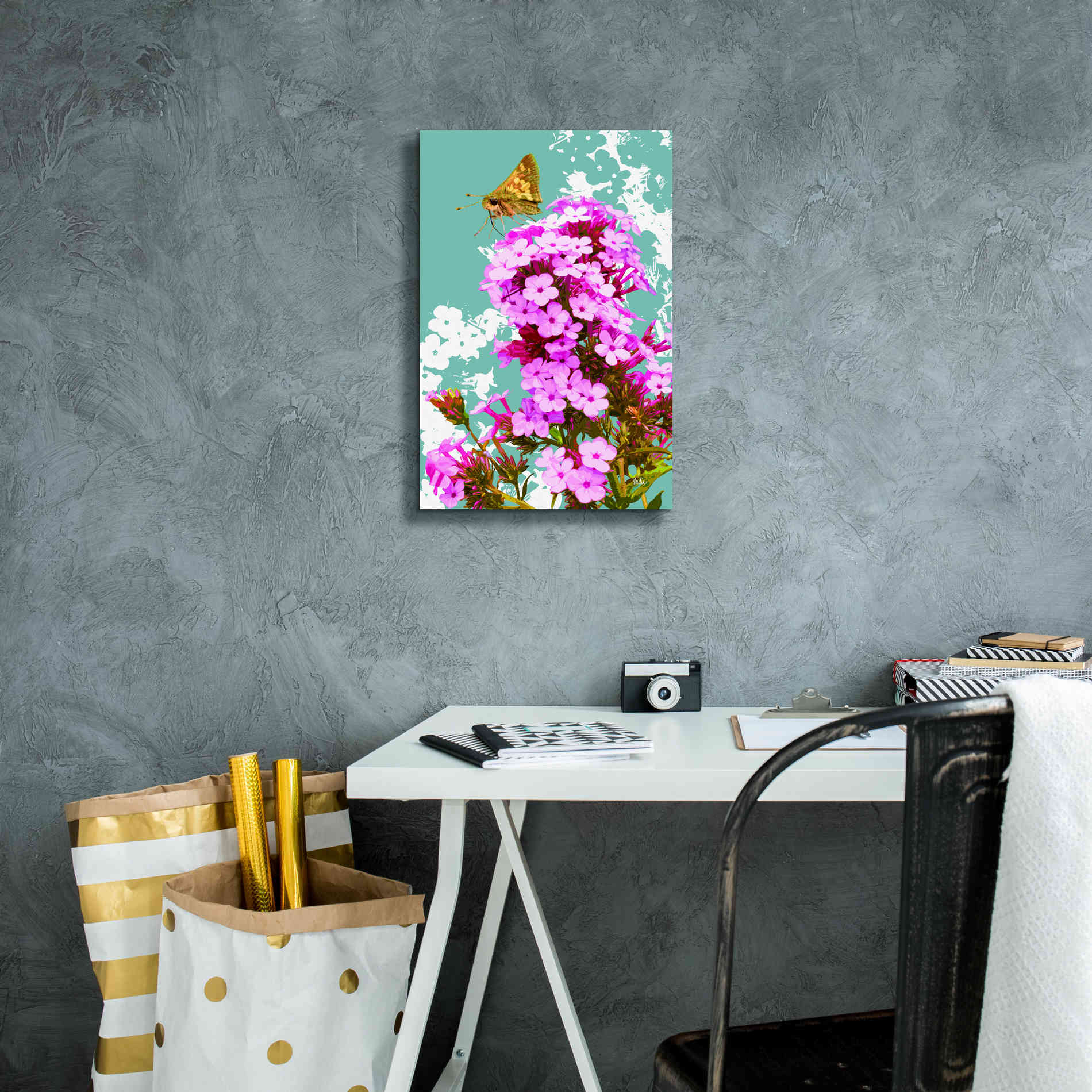 'Skipper On Flox' by Evelia Designs Giclee Canvas Wall Art,12 x 18