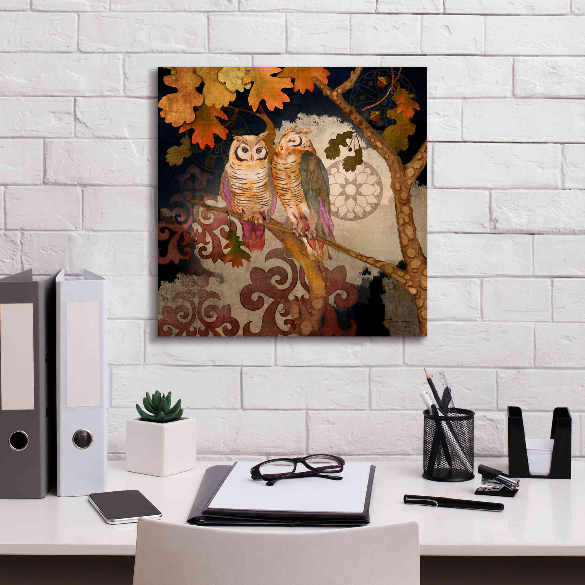 'Singing Owl' by Evelia Designs Giclee Canvas Wall Art,18 x 18