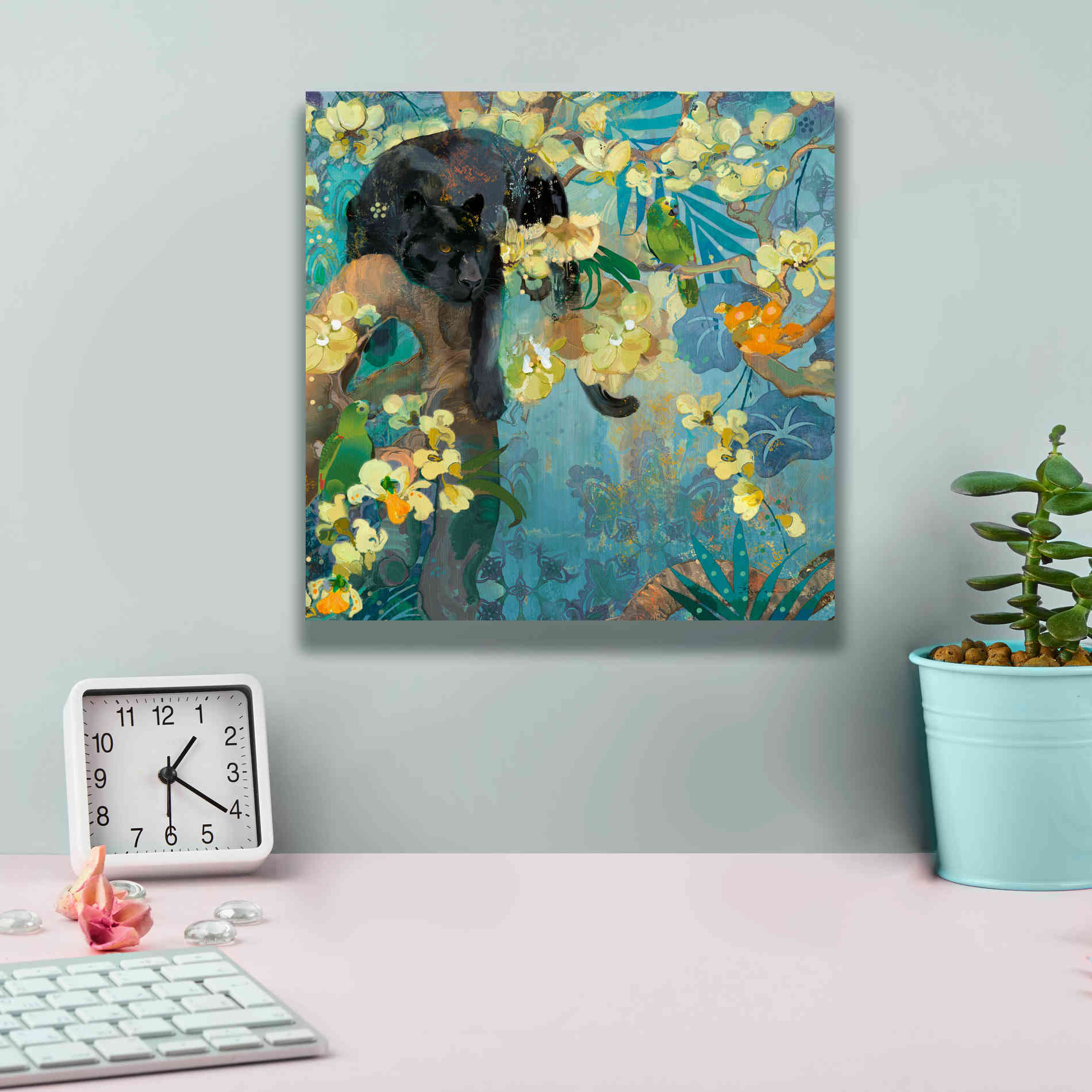 'Black Jaguar' by Evelia Designs Giclee Canvas Wall Art,12 x 12