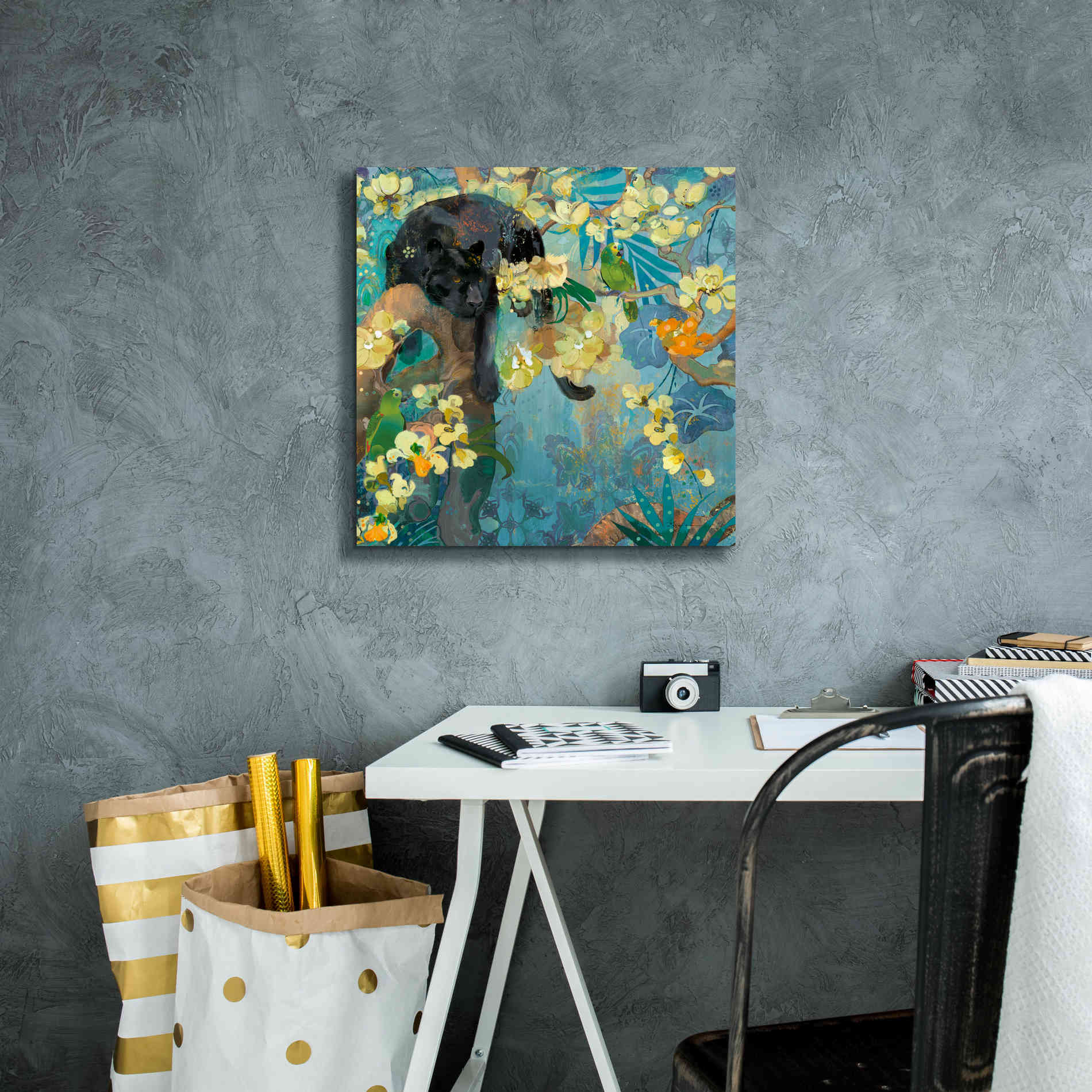 'Black Jaguar' by Evelia Designs Giclee Canvas Wall Art,18 x 18
