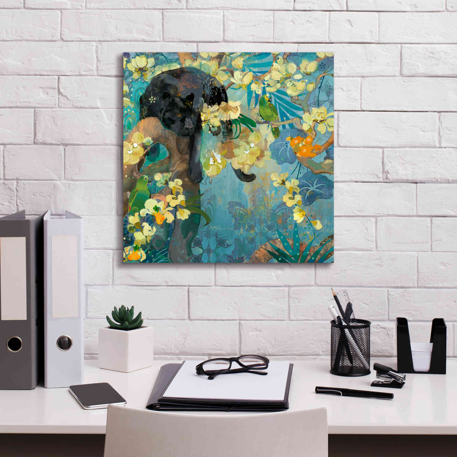 'Black Jaguar' by Evelia Designs Giclee Canvas Wall Art,18 x 18