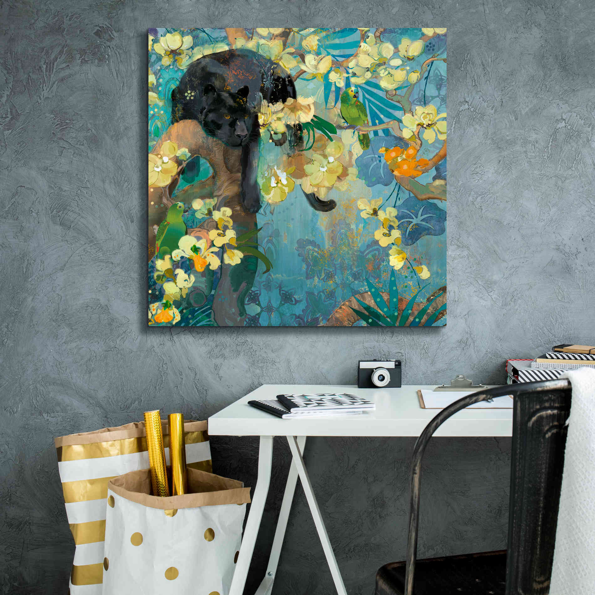 'Black Jaguar' by Evelia Designs Giclee Canvas Wall Art,26 x 26