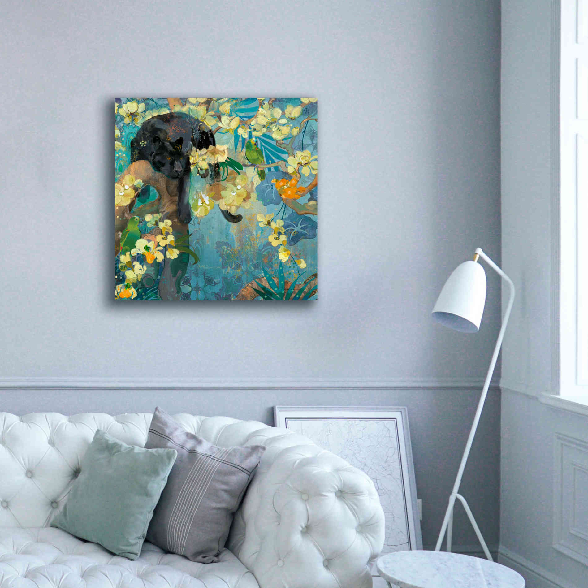 'Black Jaguar' by Evelia Designs Giclee Canvas Wall Art,37 x 37