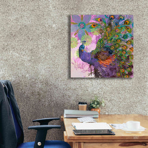 'Peacock Prance' by Evelia Designs Giclee Canvas Wall Art,26 x 26