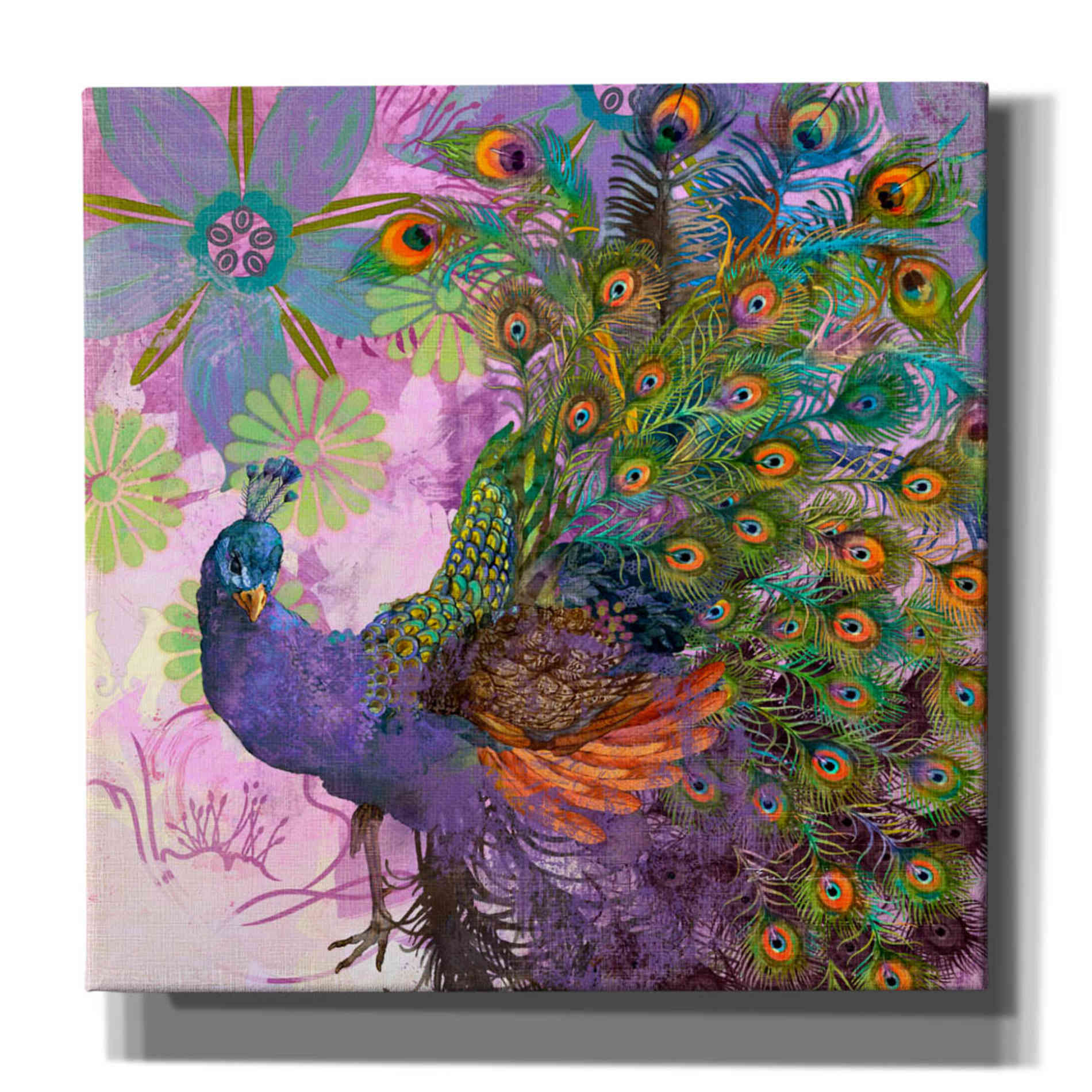 'Peacock Prance' by Evelia Designs Giclee Canvas Wall Art