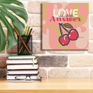'Love Is The Answer Cherries' by Evelia Designs Giclee Canvas Wall Art,12 x 12