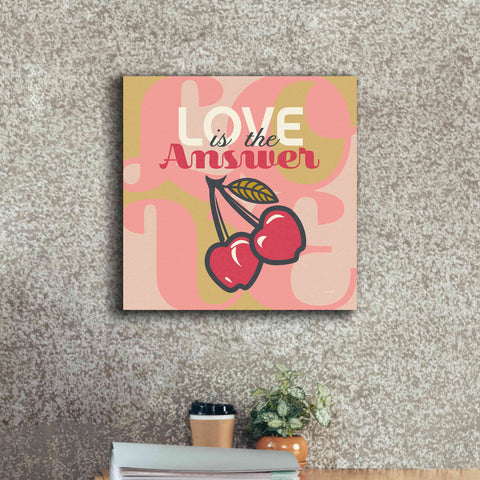 Image of 'Love Is The Answer Cherries' by Evelia Designs Giclee Canvas Wall Art,18 x 18