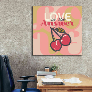 'Love Is The Answer Cherries' by Evelia Designs Giclee Canvas Wall Art,37 x 37