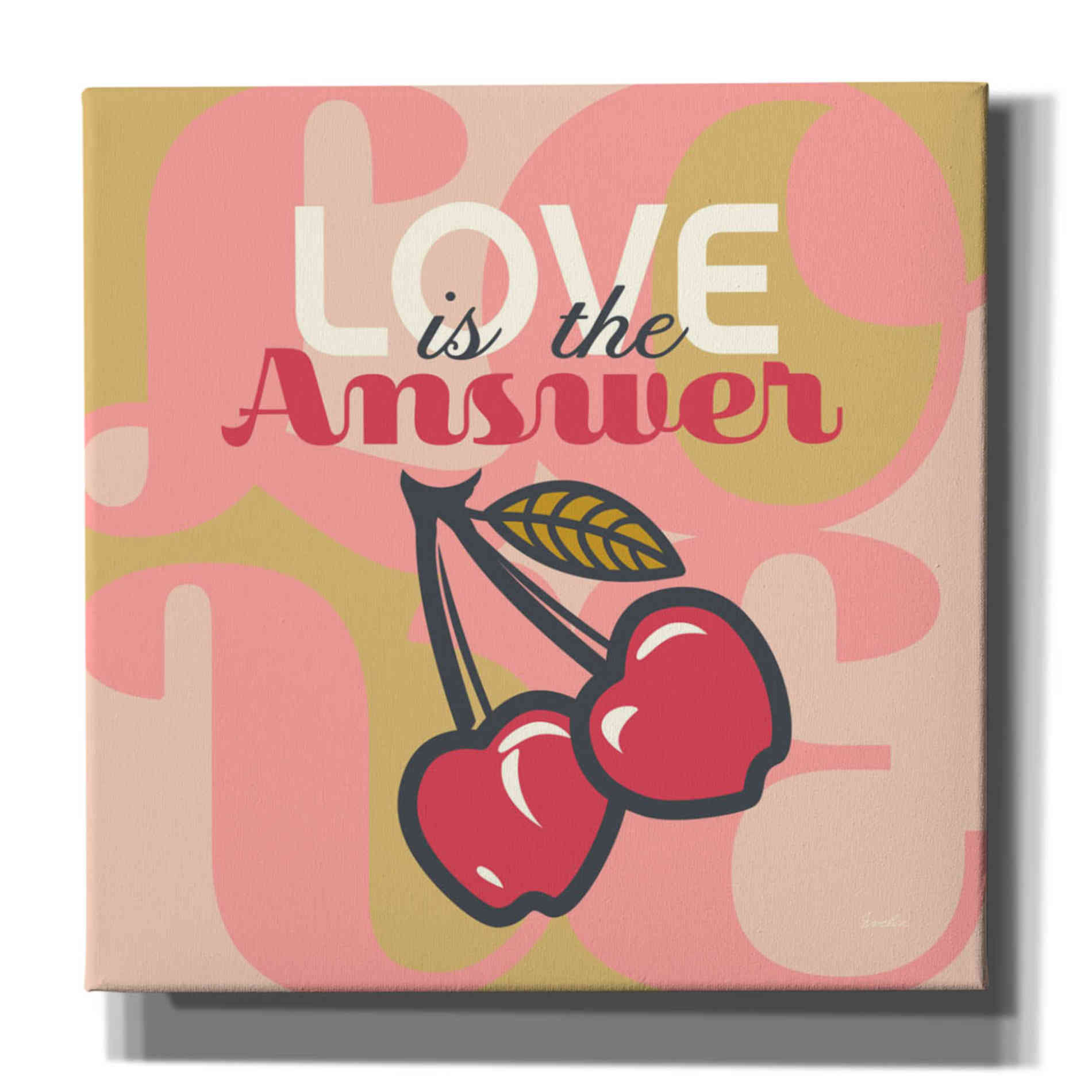 'Love Is The Answer Cherries' by Evelia Designs Giclee Canvas Wall Art