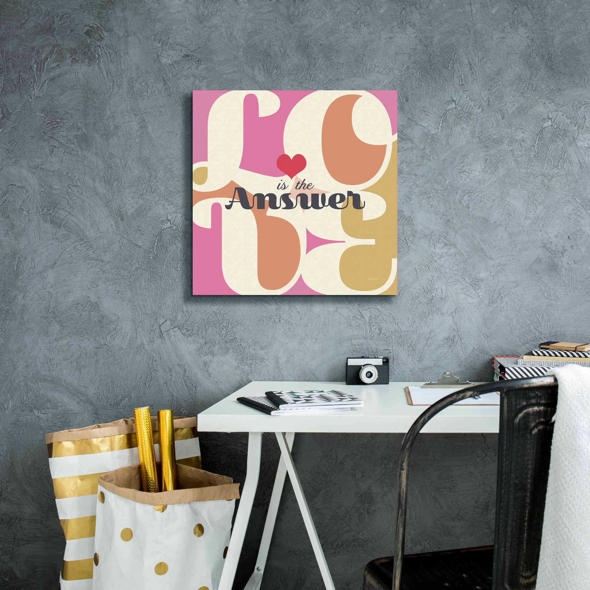 'Love Is The Answer' by Evelia Designs Giclee Canvas Wall Art,18 x 18