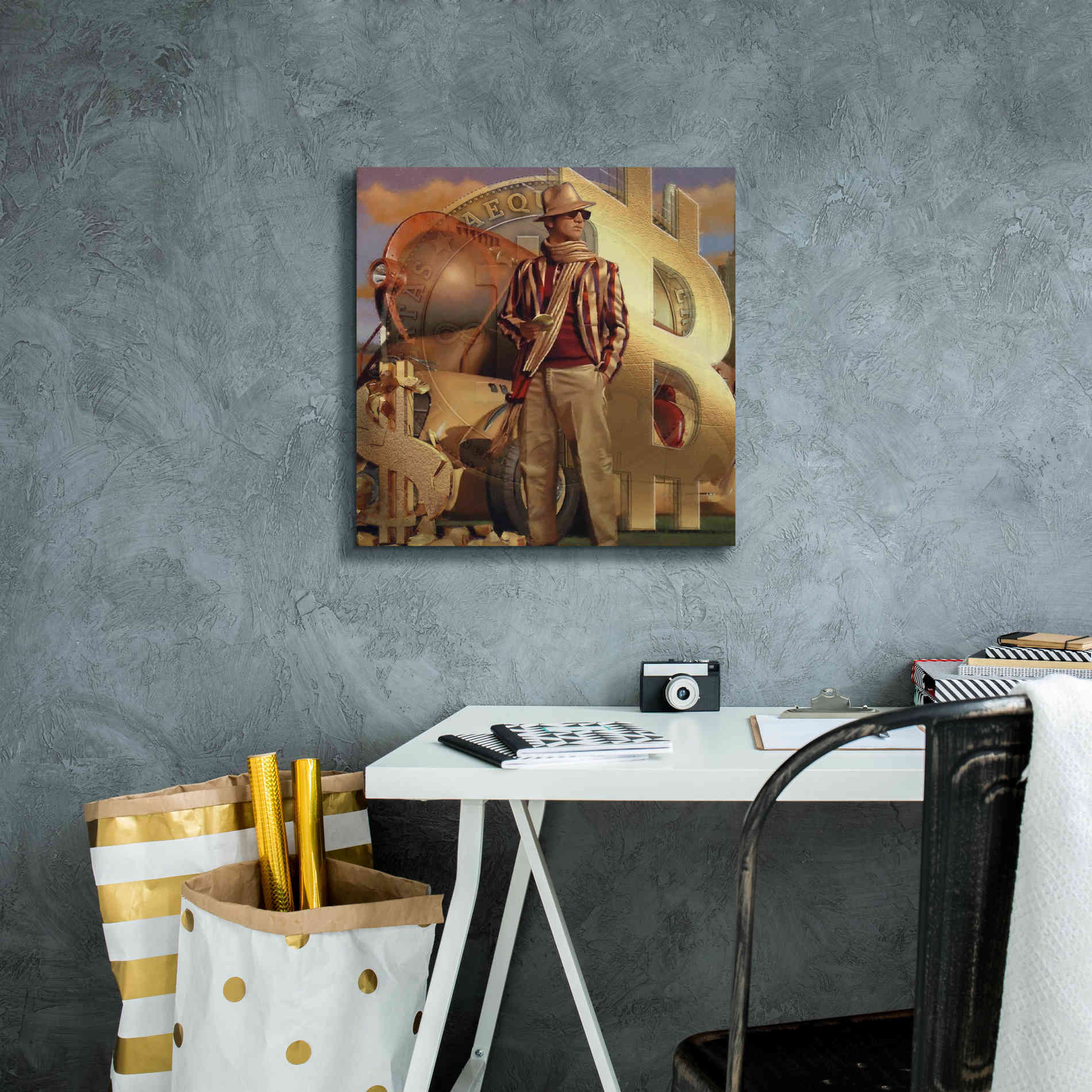 'Bitcoin Deco Eleven' by Steve Hunziker Giclee Canvas Wall Art,18 x 18