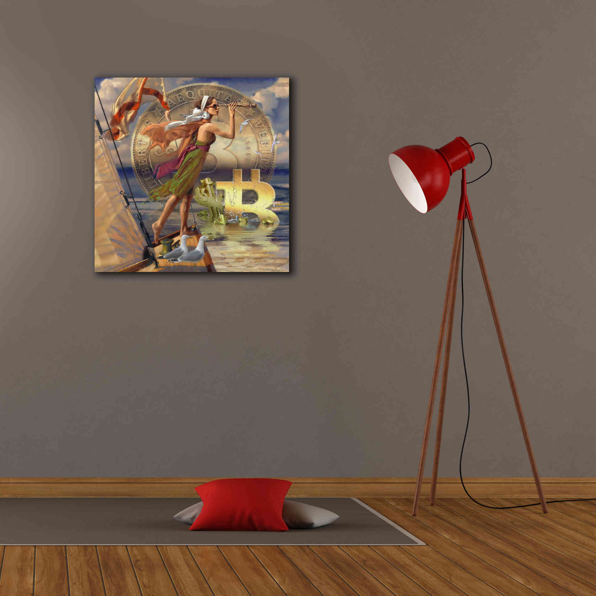 'Bitcoin Deco Ten' by Steve Hunziker Giclee Canvas Wall Art,26 x 26