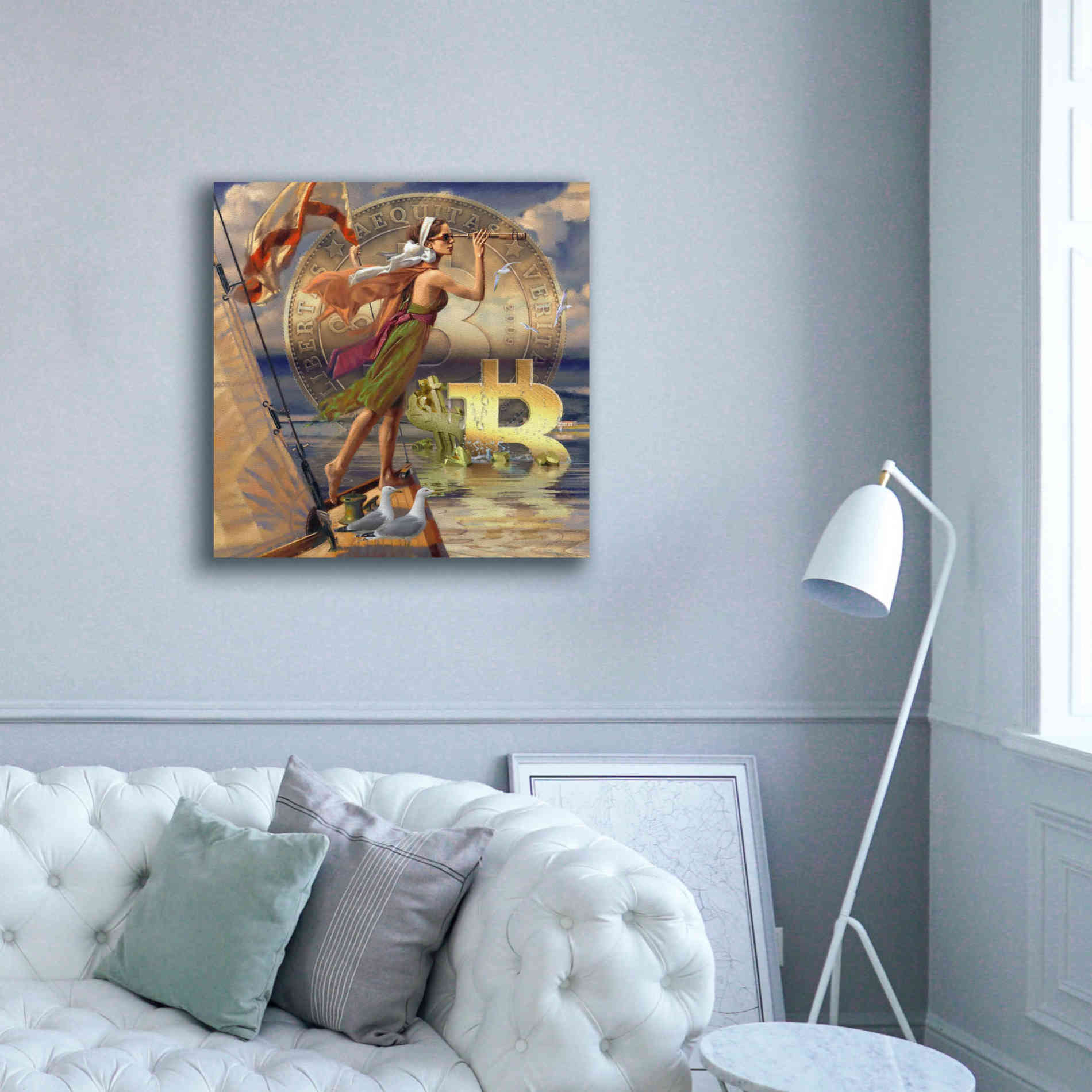 'Bitcoin Deco Ten' by Steve Hunziker Giclee Canvas Wall Art,37 x 37