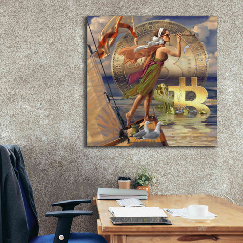 Image of 'Bitcoin Deco Ten' by Steve Hunziker Giclee Canvas Wall Art,37 x 37