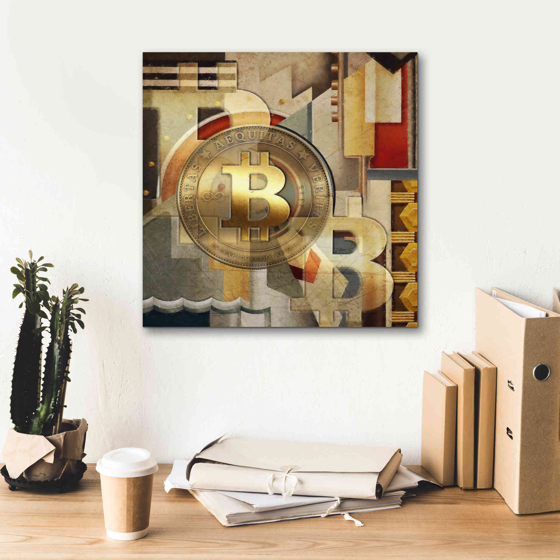 'Bitcoin Deco Six' by Steve Hunziker Giclee Canvas Wall Art,18 x 18