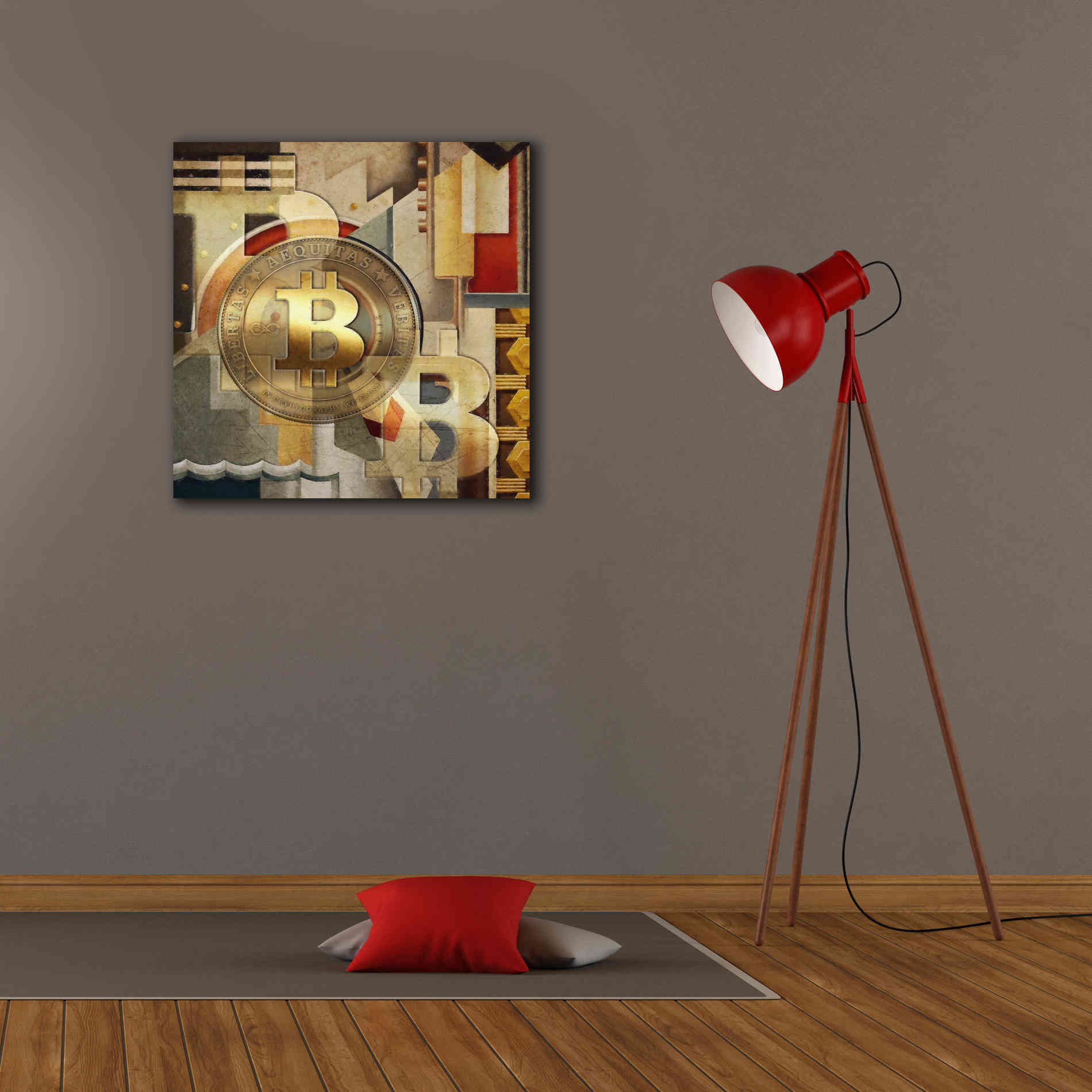 'Bitcoin Deco Six' by Steve Hunziker Giclee Canvas Wall Art,26 x 26
