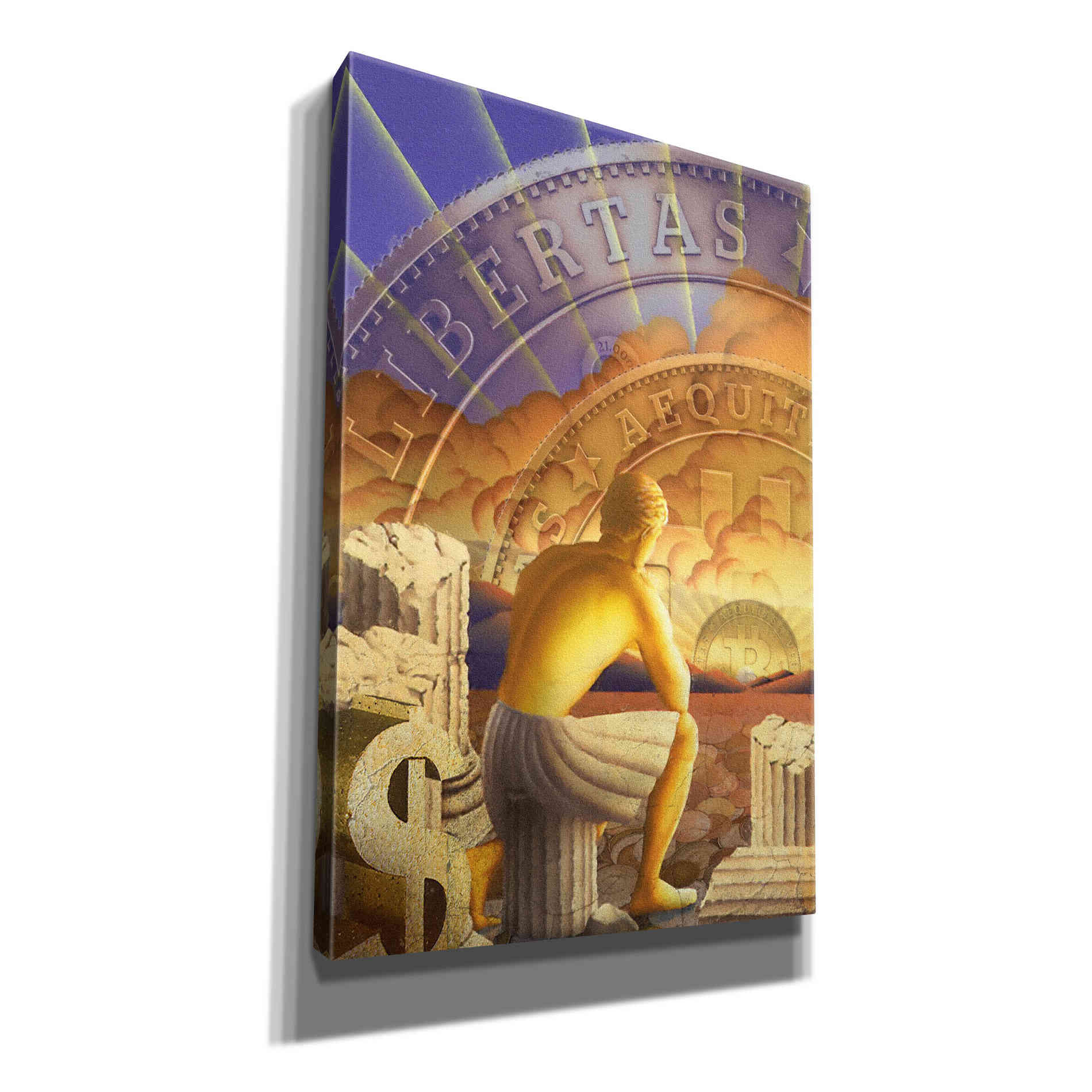 'Bitcoin Deco Five' by Steve Hunziker Giclee Canvas Wall Art