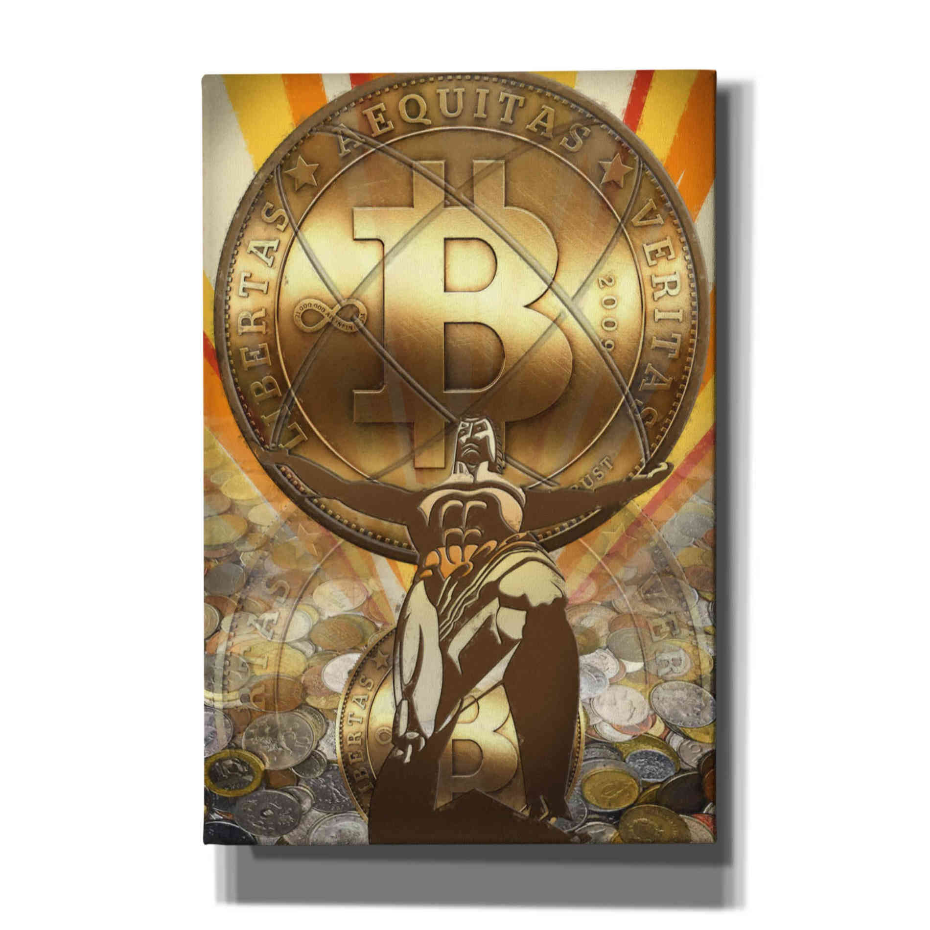 'Bitcoin Deco Four' by Steve Hunziker Giclee Canvas Wall Art