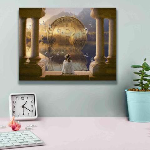 Image of 'Bitcoin Deco Three' by Steve Hunziker Giclee Canvas Wall Art,16 x 12