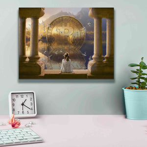 'Bitcoin Deco Three' by Steve Hunziker Giclee Canvas Wall Art,16 x 12