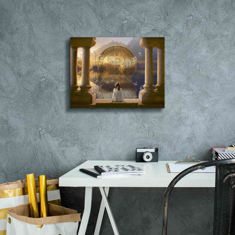 Image of 'Bitcoin Deco Three' by Steve Hunziker Giclee Canvas Wall Art,16 x 12