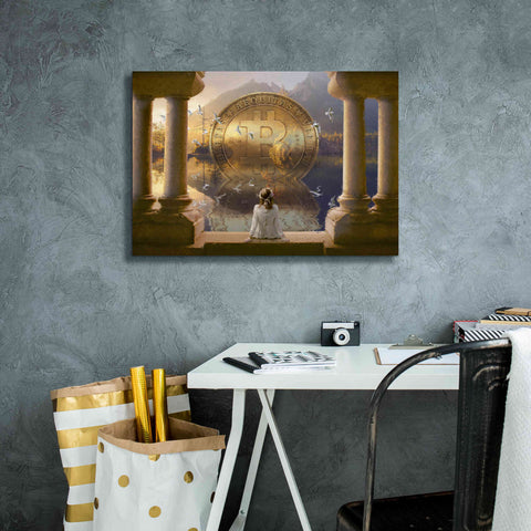 Image of 'Bitcoin Deco Three' by Steve Hunziker Giclee Canvas Wall Art,26 x 18