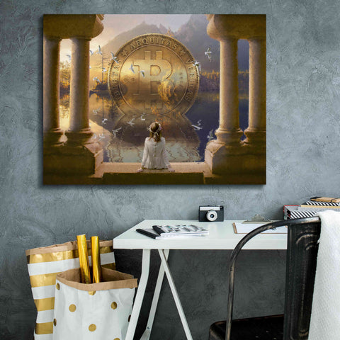 Image of 'Bitcoin Deco Three' by Steve Hunziker Giclee Canvas Wall Art,34 x 26