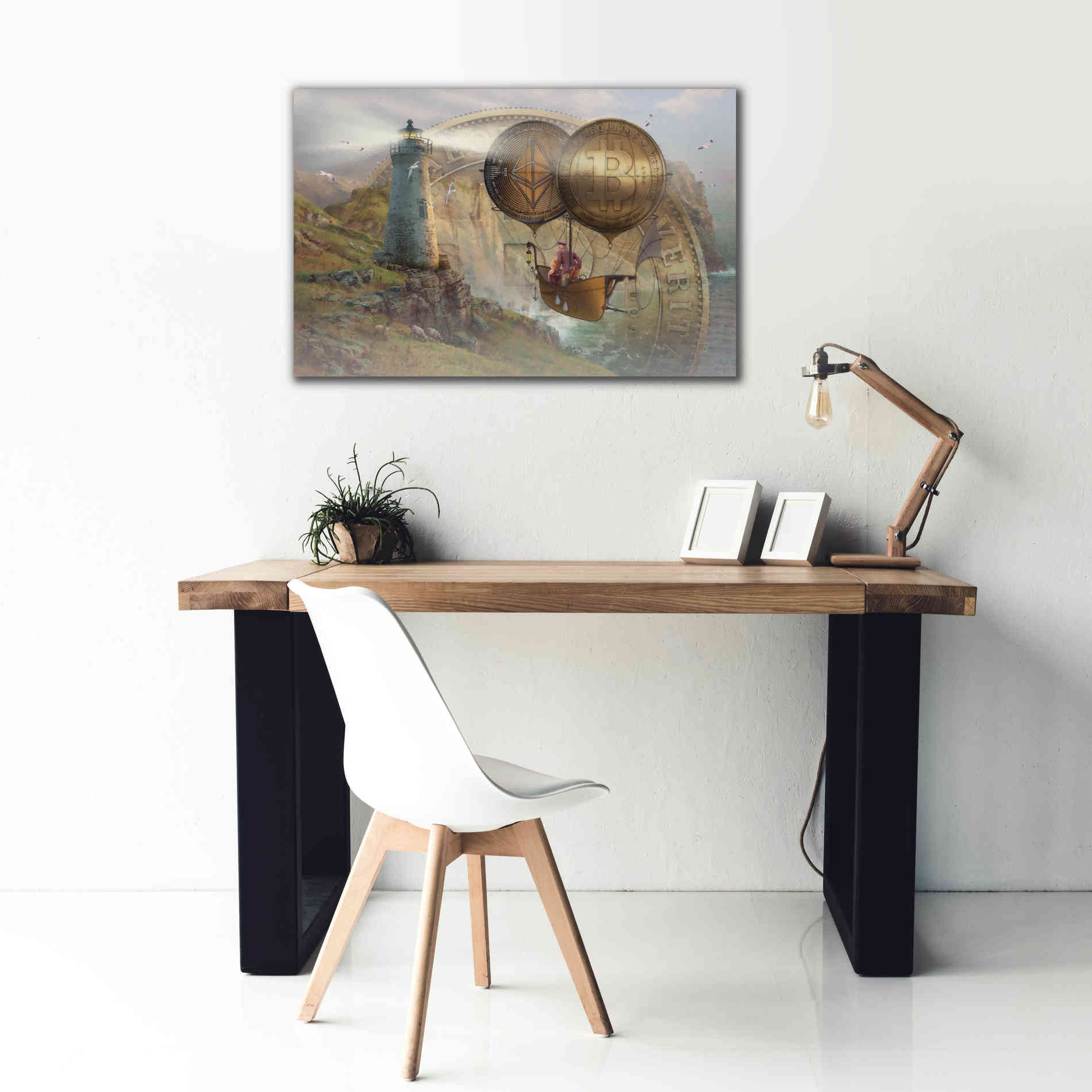 'Bitcoin Deco Two' by Steve Hunziker Giclee Canvas Wall Art,40 x 26