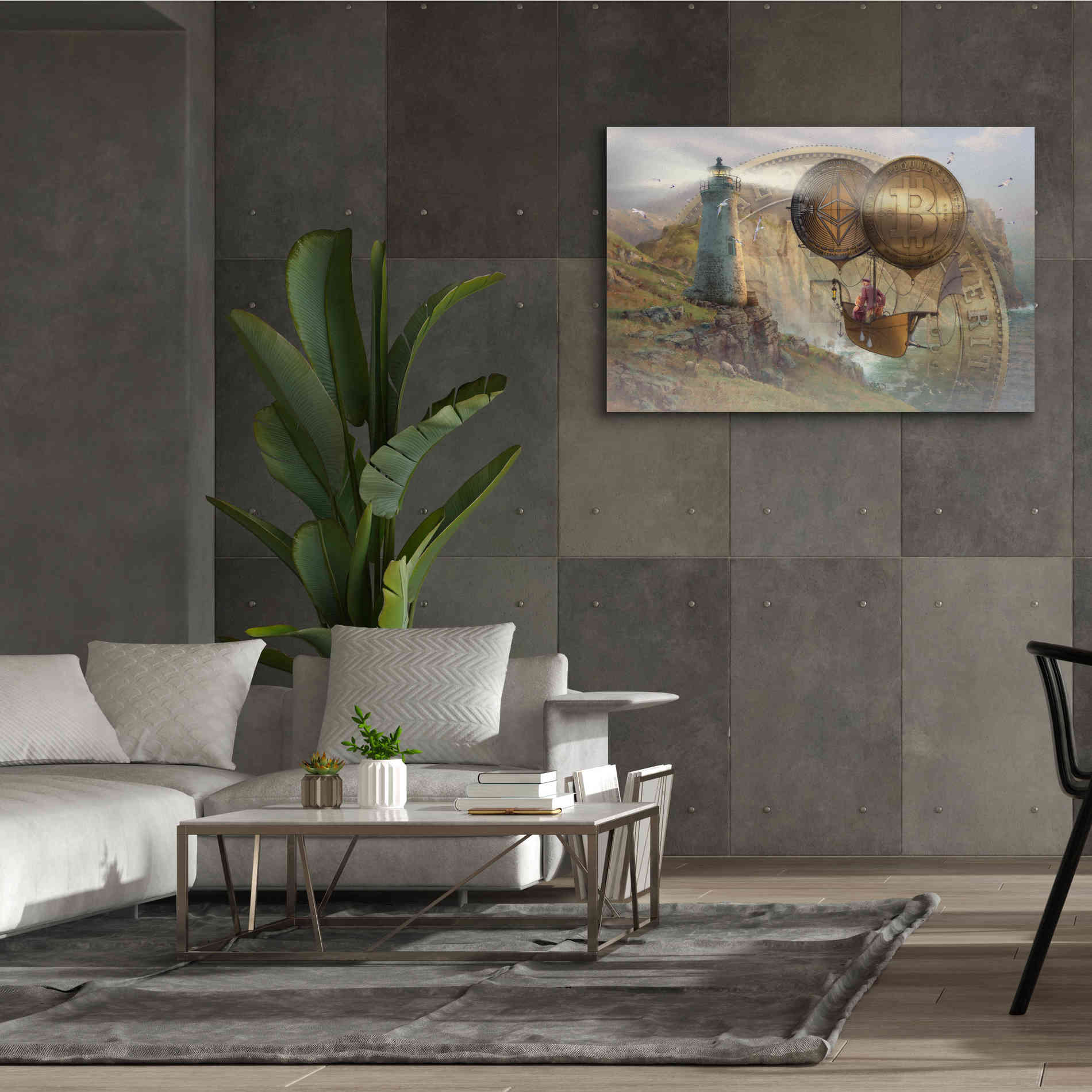 'Bitcoin Deco Two' by Steve Hunziker Giclee Canvas Wall Art,60 x 40