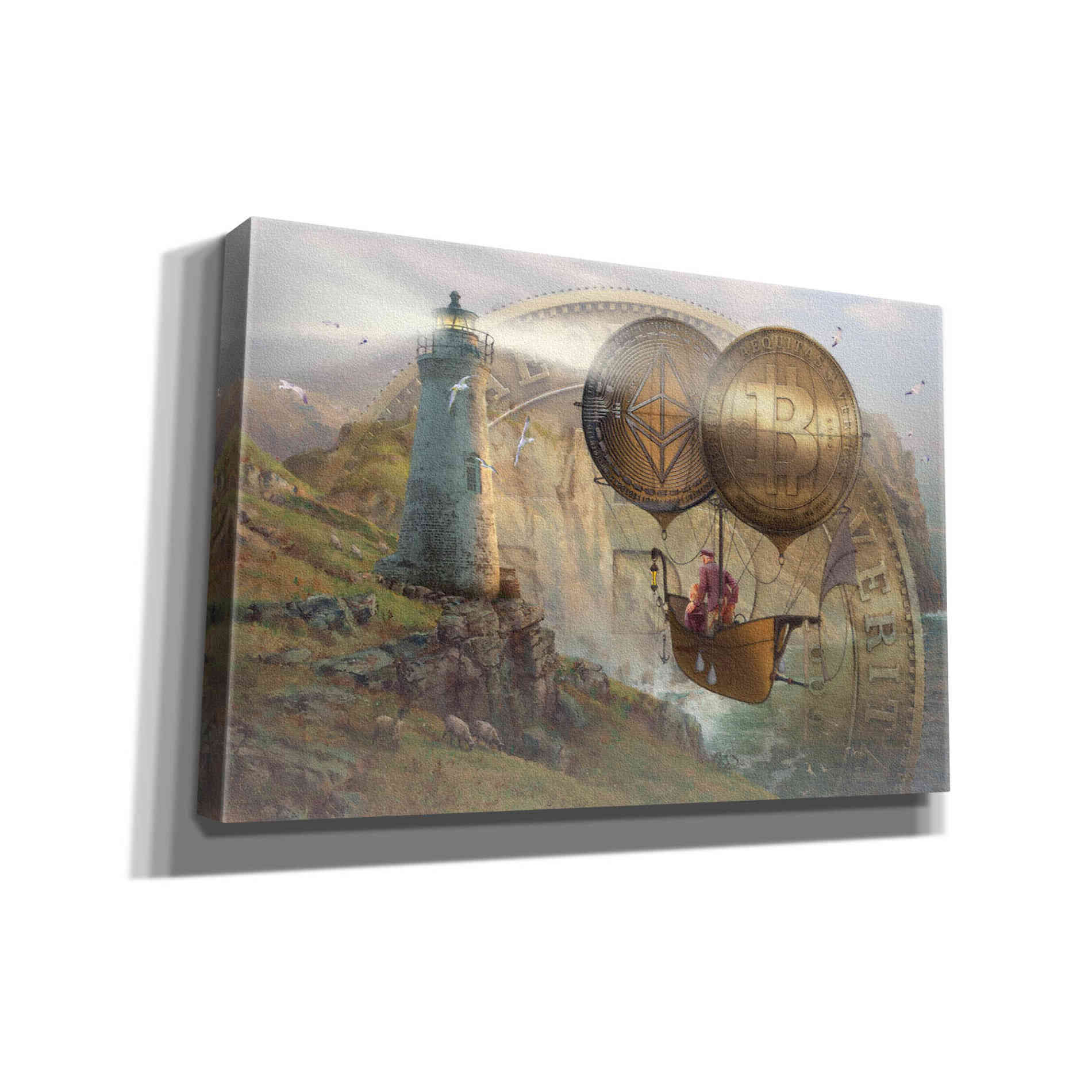 'Bitcoin Deco Two' by Steve Hunziker Giclee Canvas Wall Art