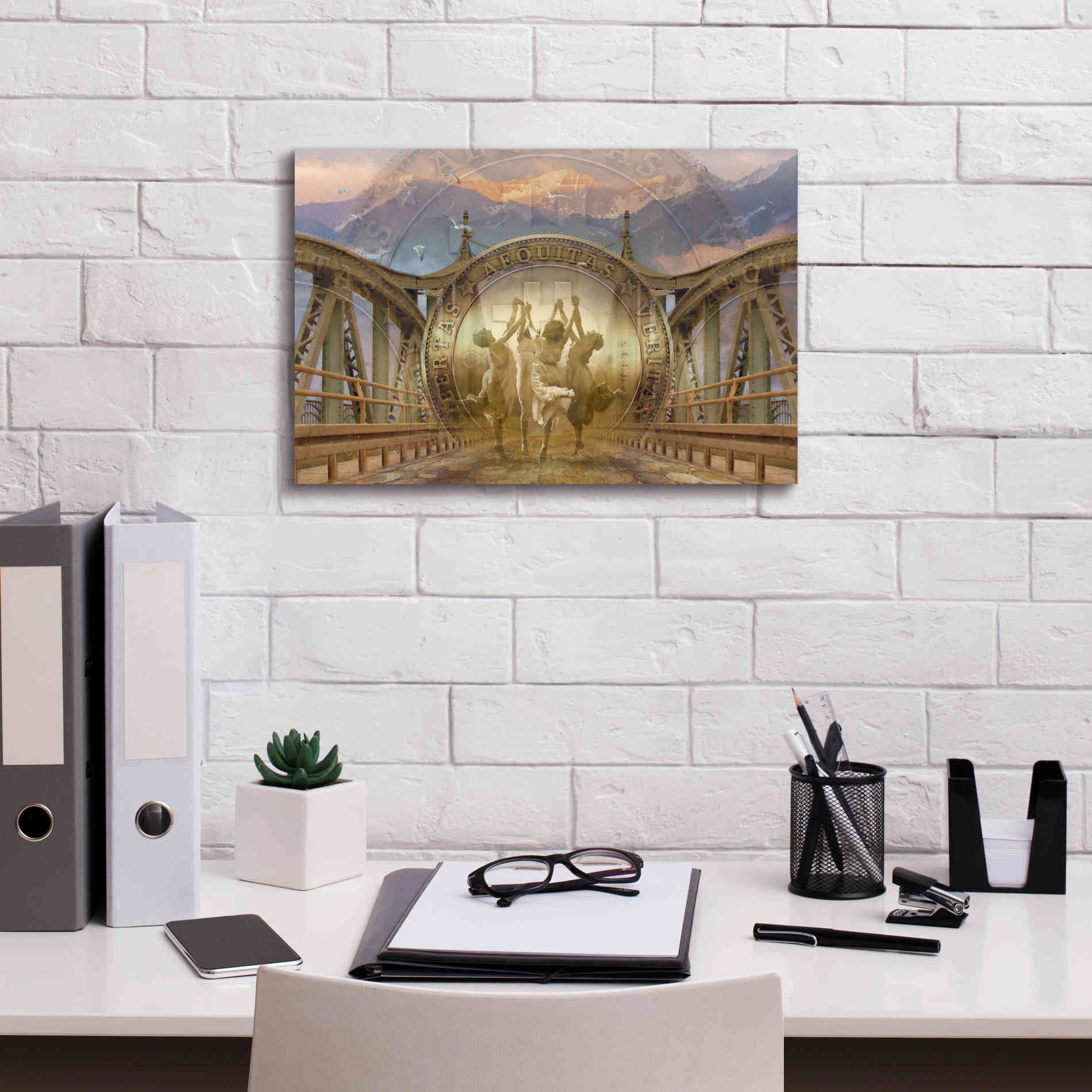 'Bitcoin Deco One' by Steve Hunziker Giclee Canvas Wall Art,18 x 12