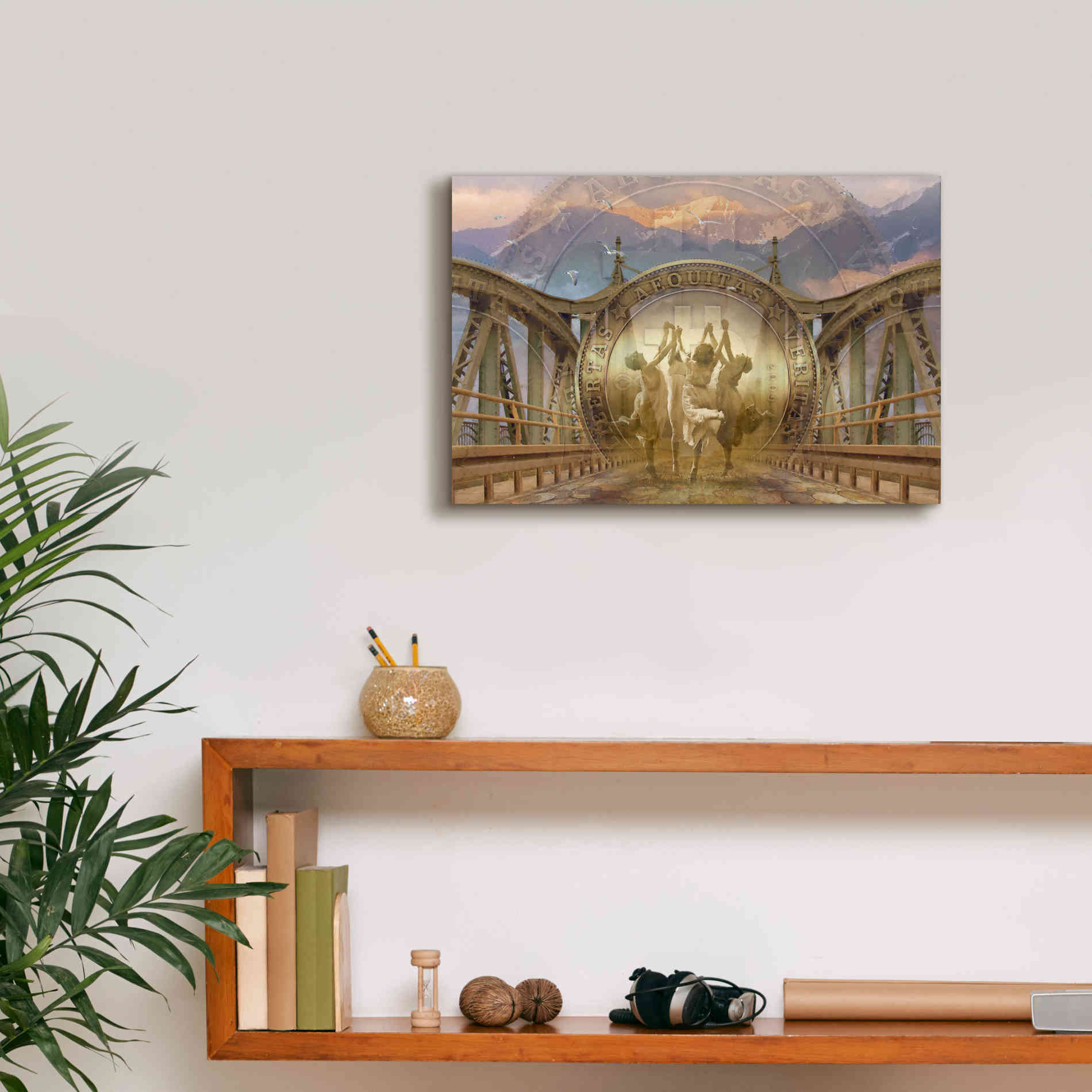 'Bitcoin Deco One' by Steve Hunziker Giclee Canvas Wall Art,18 x 12