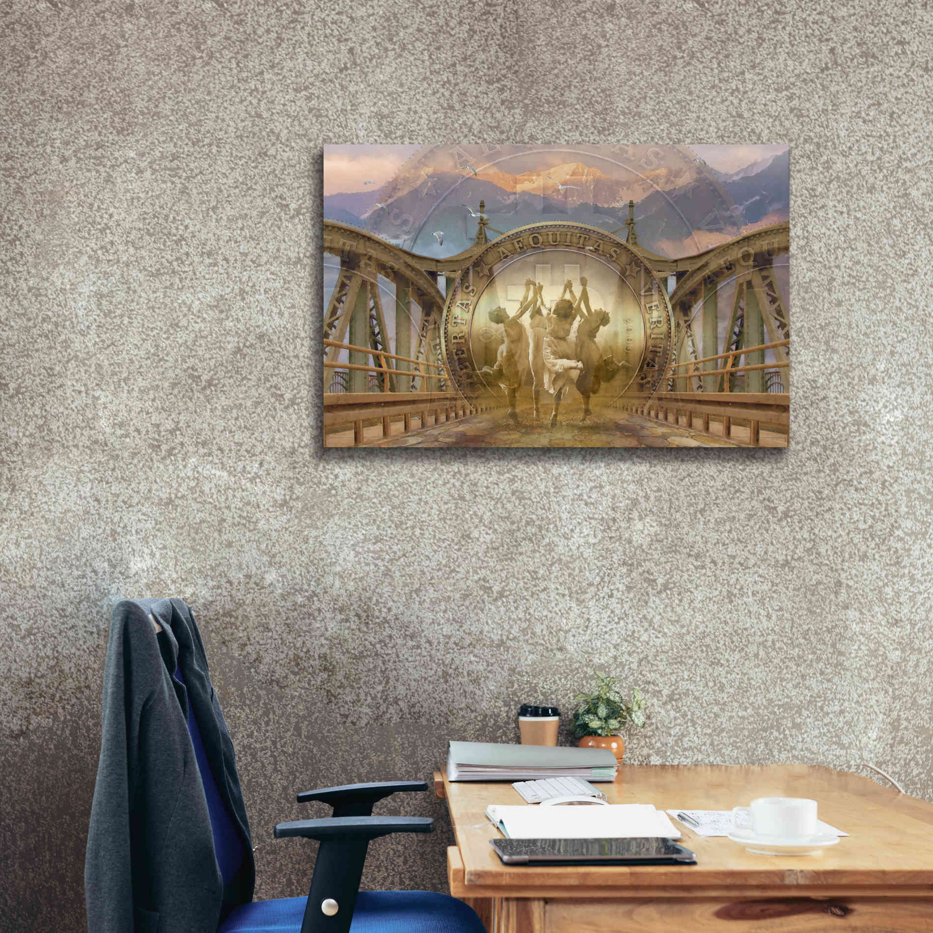 'Bitcoin Deco One' by Steve Hunziker Giclee Canvas Wall Art,40 x 26