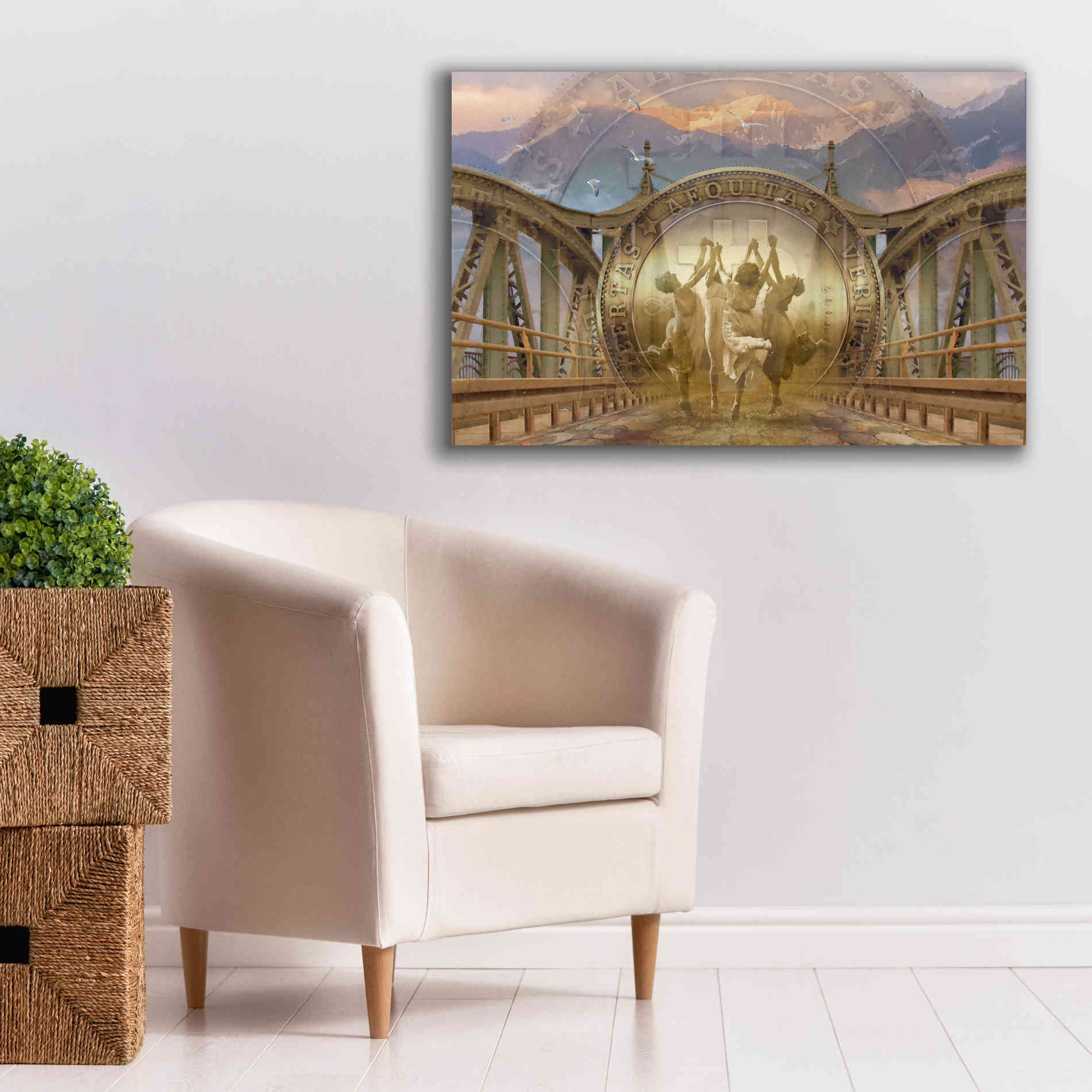 'Bitcoin Deco One' by Steve Hunziker Giclee Canvas Wall Art,40 x 26