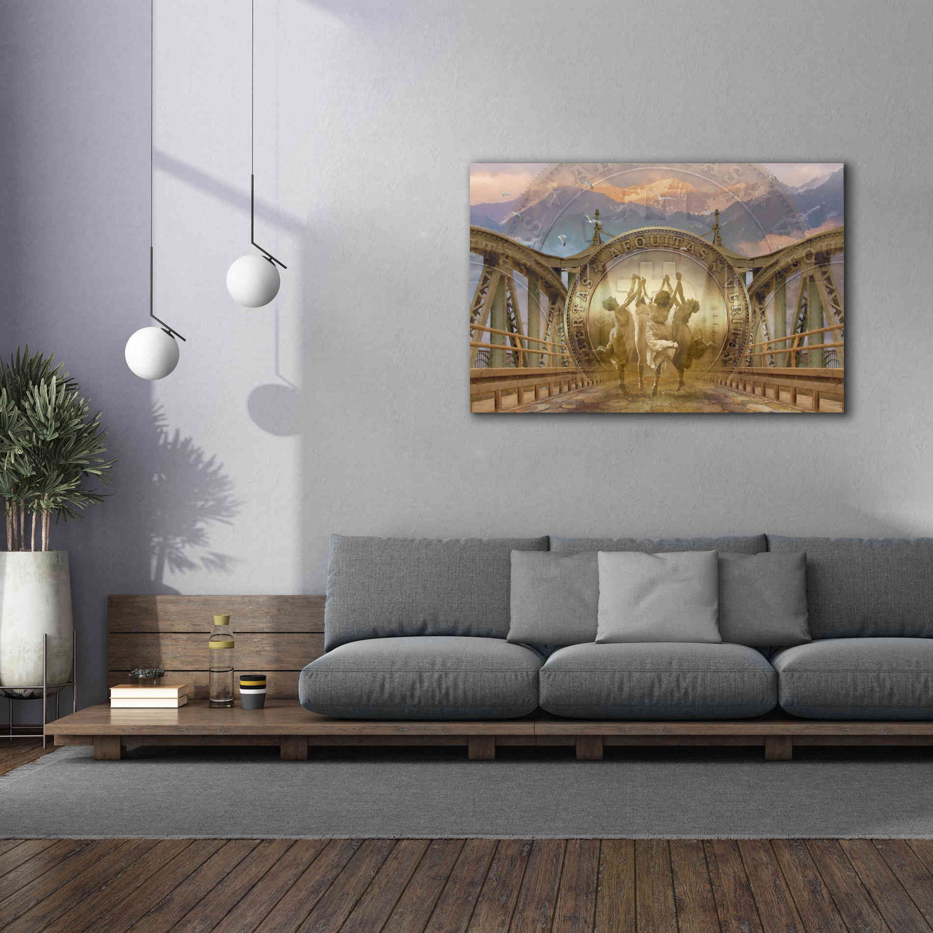 'Bitcoin Deco One' by Steve Hunziker Giclee Canvas Wall Art,60 x 40