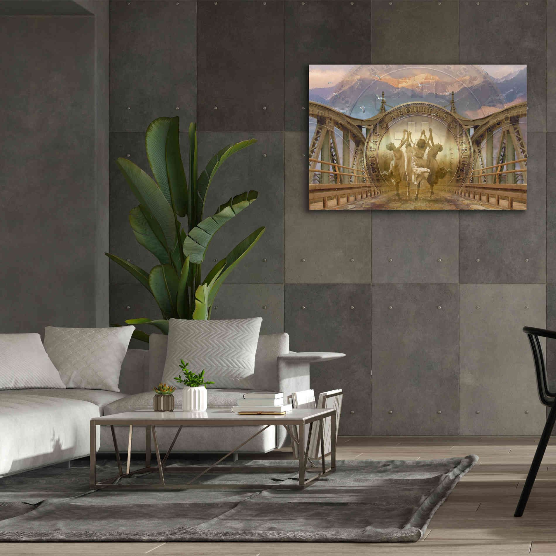 'Bitcoin Deco One' by Steve Hunziker Giclee Canvas Wall Art,60 x 40