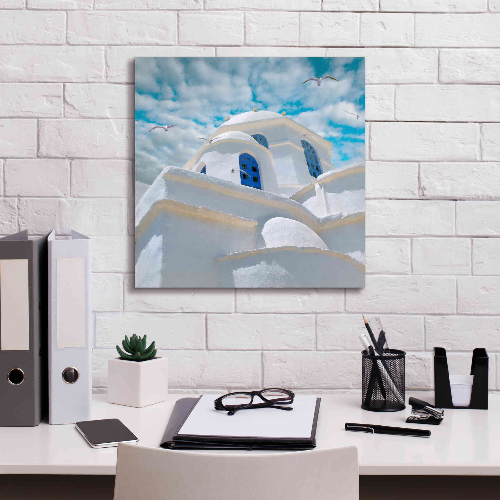 'Grecianblue Three' by Steve Hunziker Giclee Canvas Wall Art,18 x 18