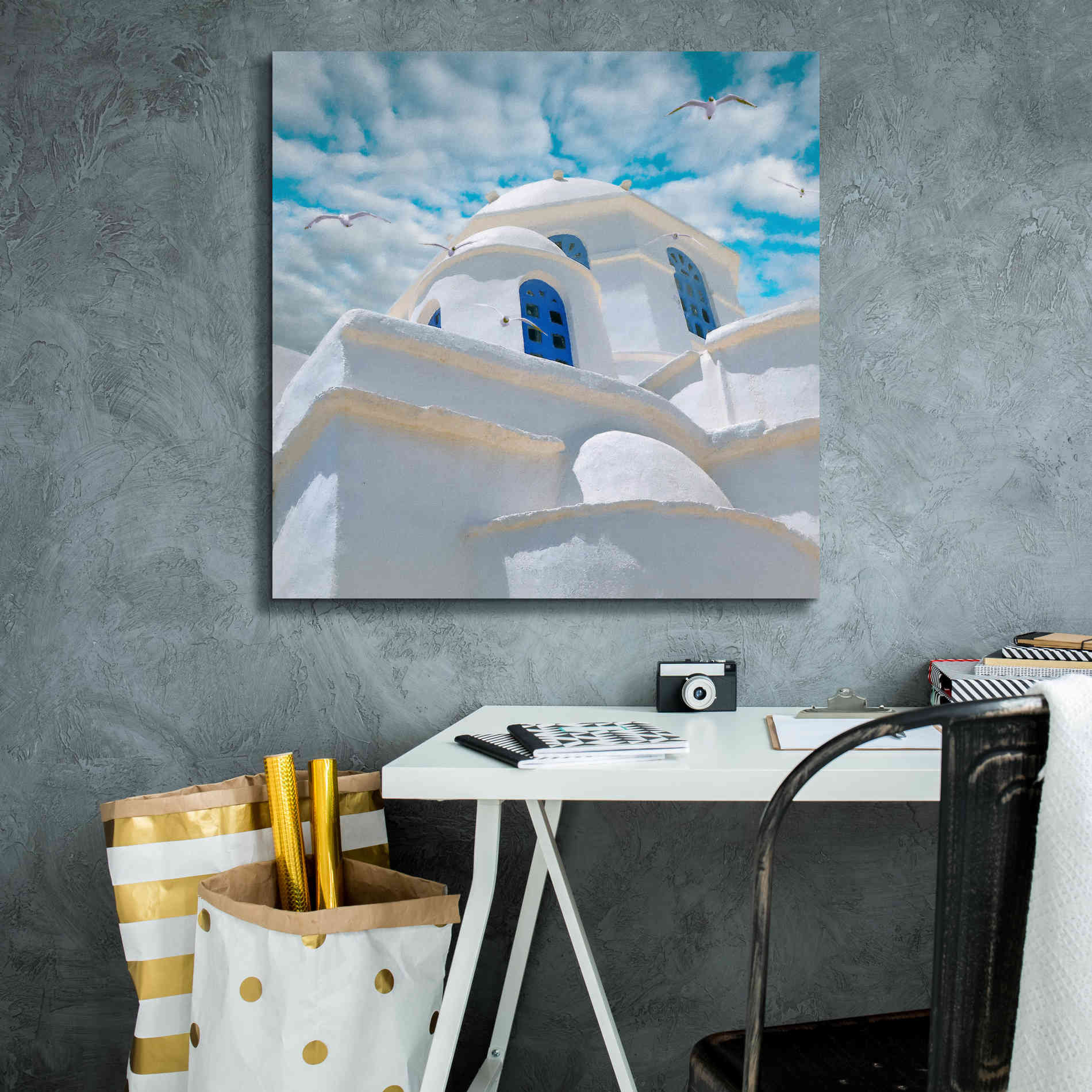 'Grecianblue Three' by Steve Hunziker Giclee Canvas Wall Art,26 x 26